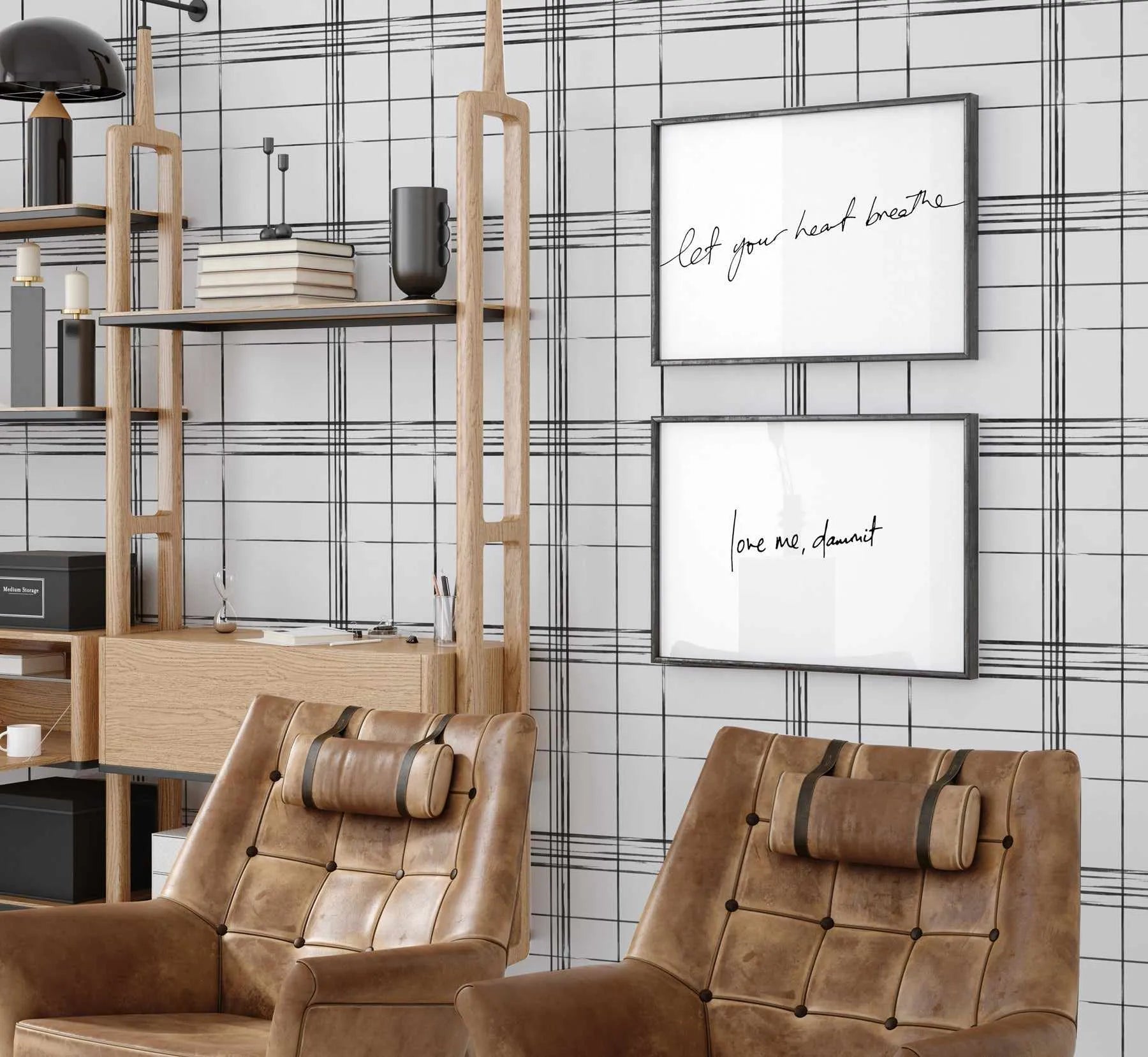 Inky Plaid Wallpaper-Wallpaper-Buy-Australian-Removable-Wallpaper-In-Gingham-Wallpaper-Peel-And-Stick-Wallpaper-Online-At-Olive-et-Oriel-Shop-Plaid-&-Check-Style-Wall-Papers-Decorate-Your-Bedroom-Living-Room-Kids-Room-or-Commercial-Interior
