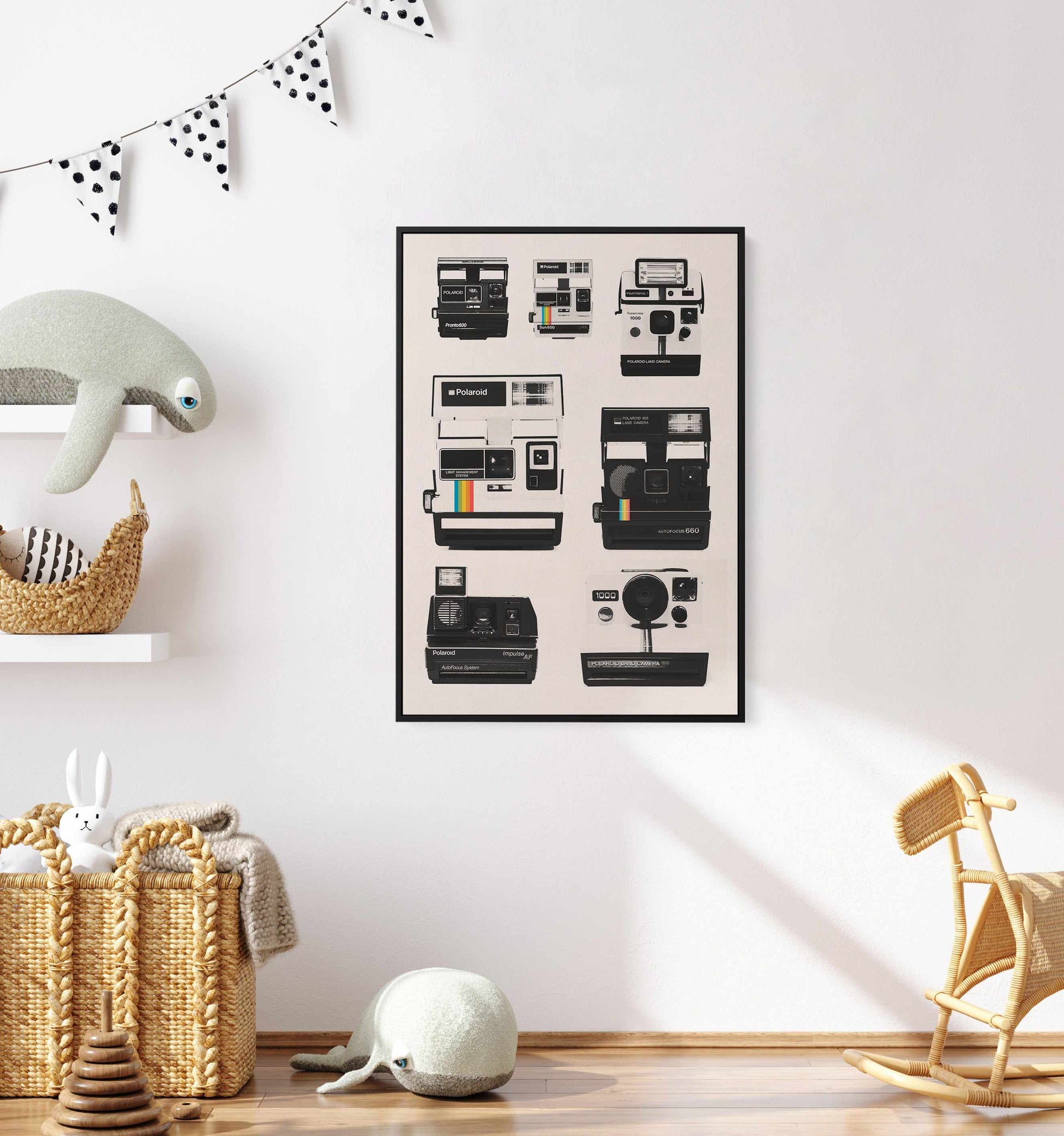 Instant Camera Collection By Florent Bodart | Framed Canvas Art Print from Olive et Oriel where you can shop wallpaper and artworks online