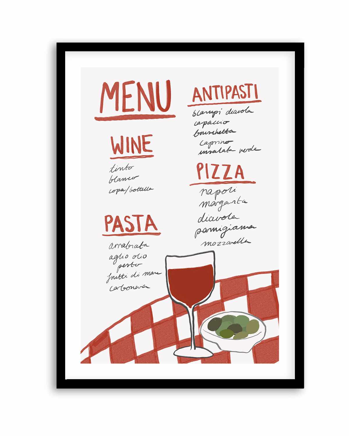 Italian Menu By Athene Fritsch | Art Print