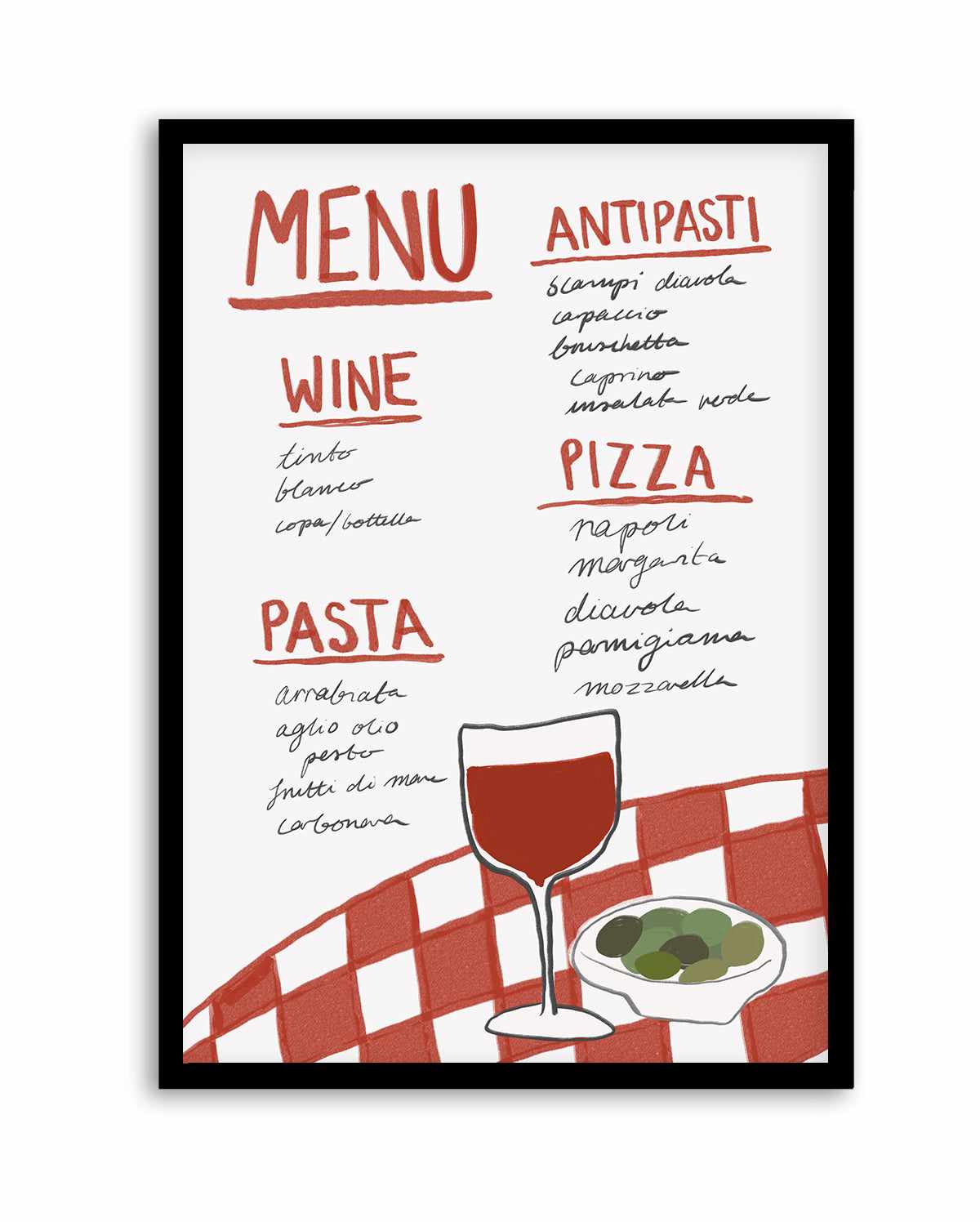 Italian Menu By Athene Fritsch | Art Print