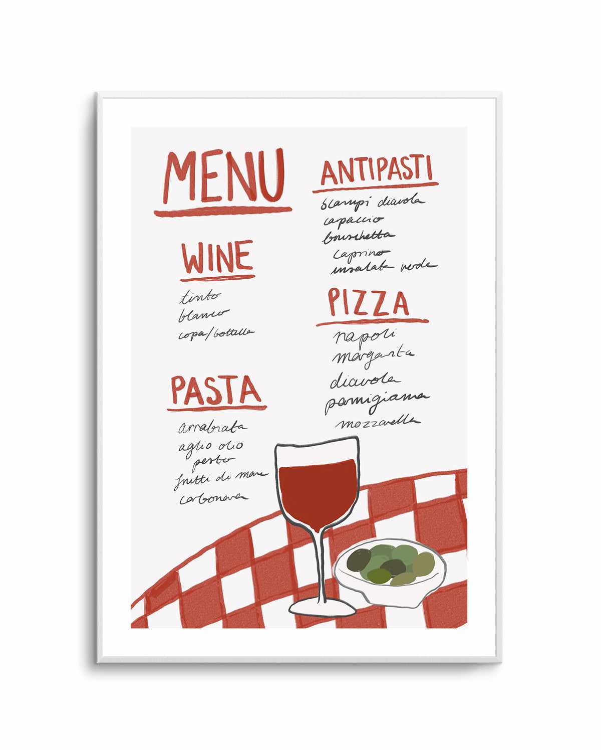 Italian Menu By Athene Fritsch | Art Print