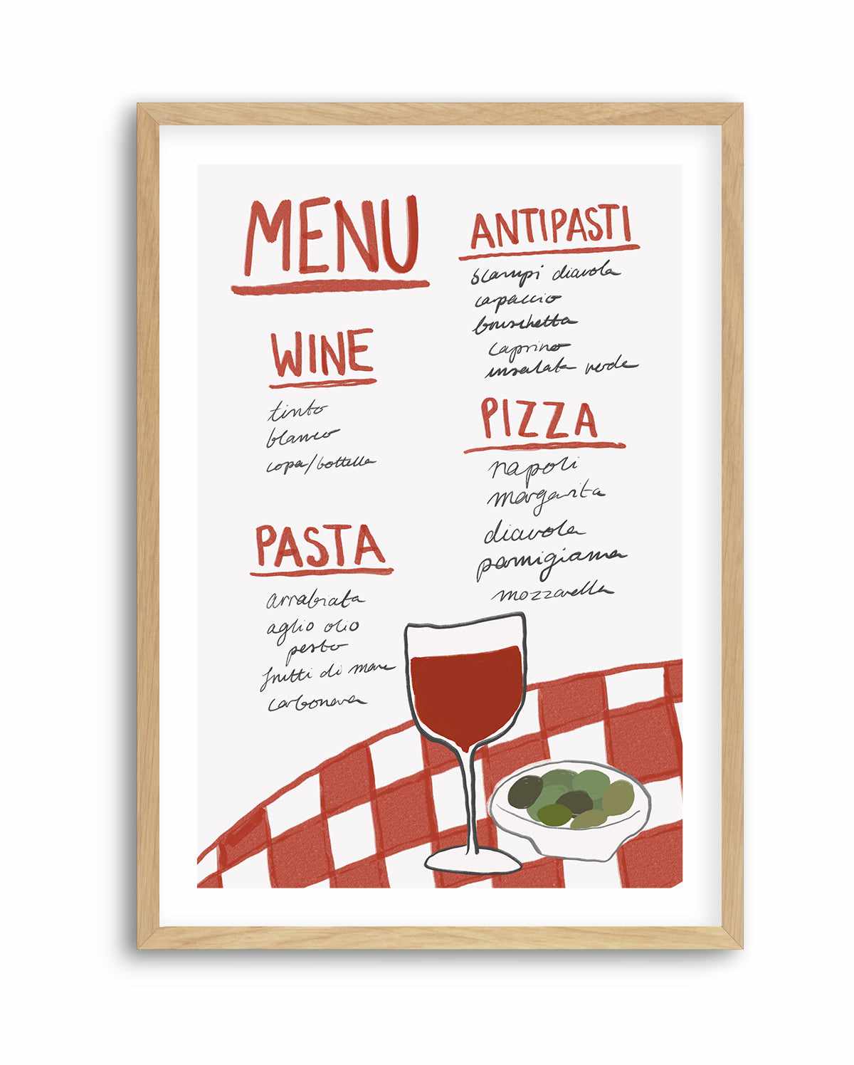 Italian Menu By Athene Fritsch | Art Print