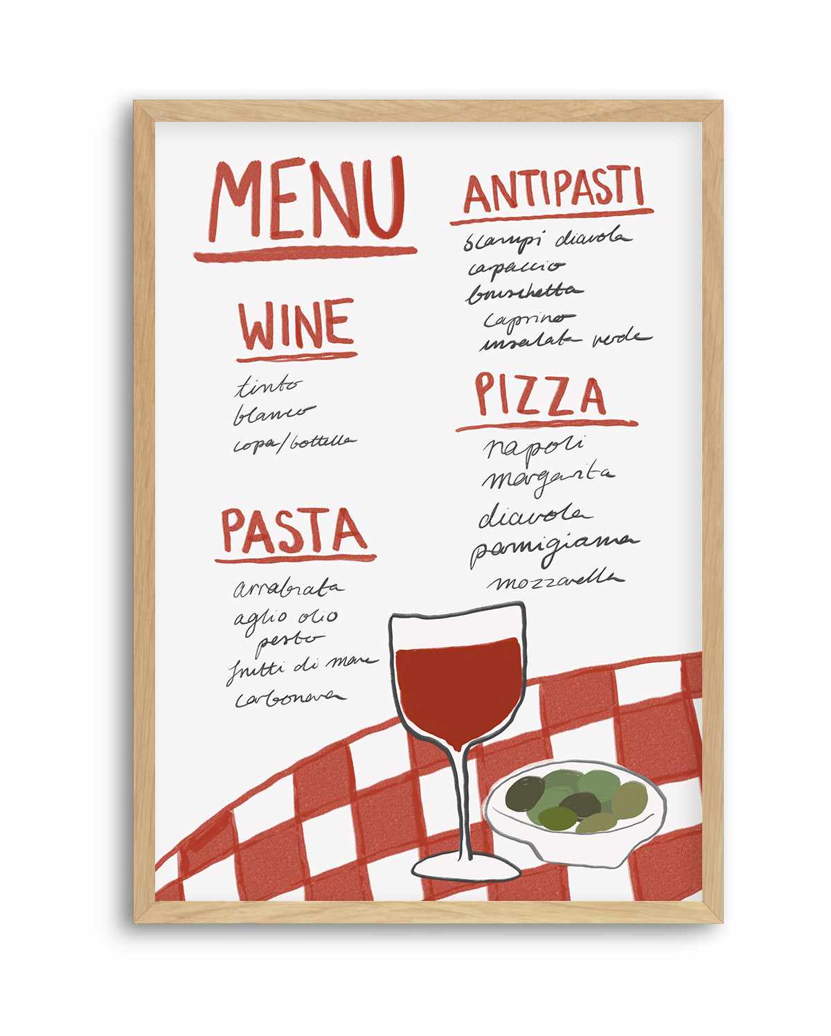 Italian Menu By Athene Fritsch | Art Print