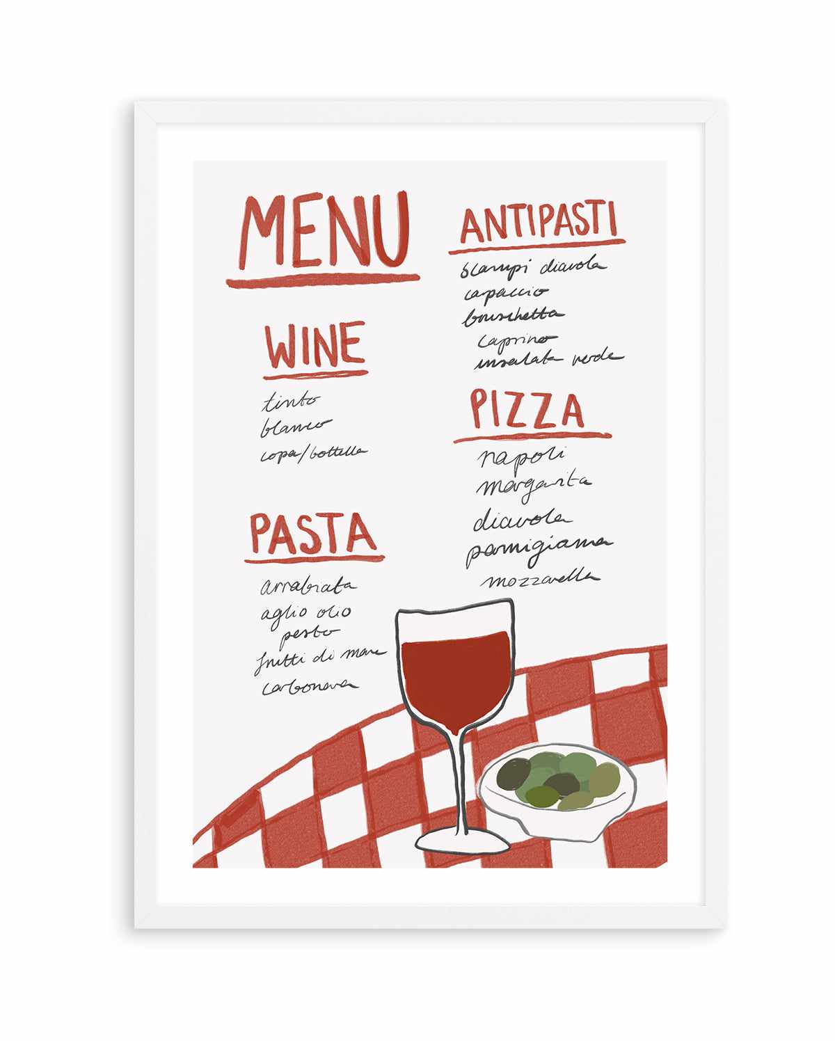 Italian Menu By Athene Fritsch | Art Print