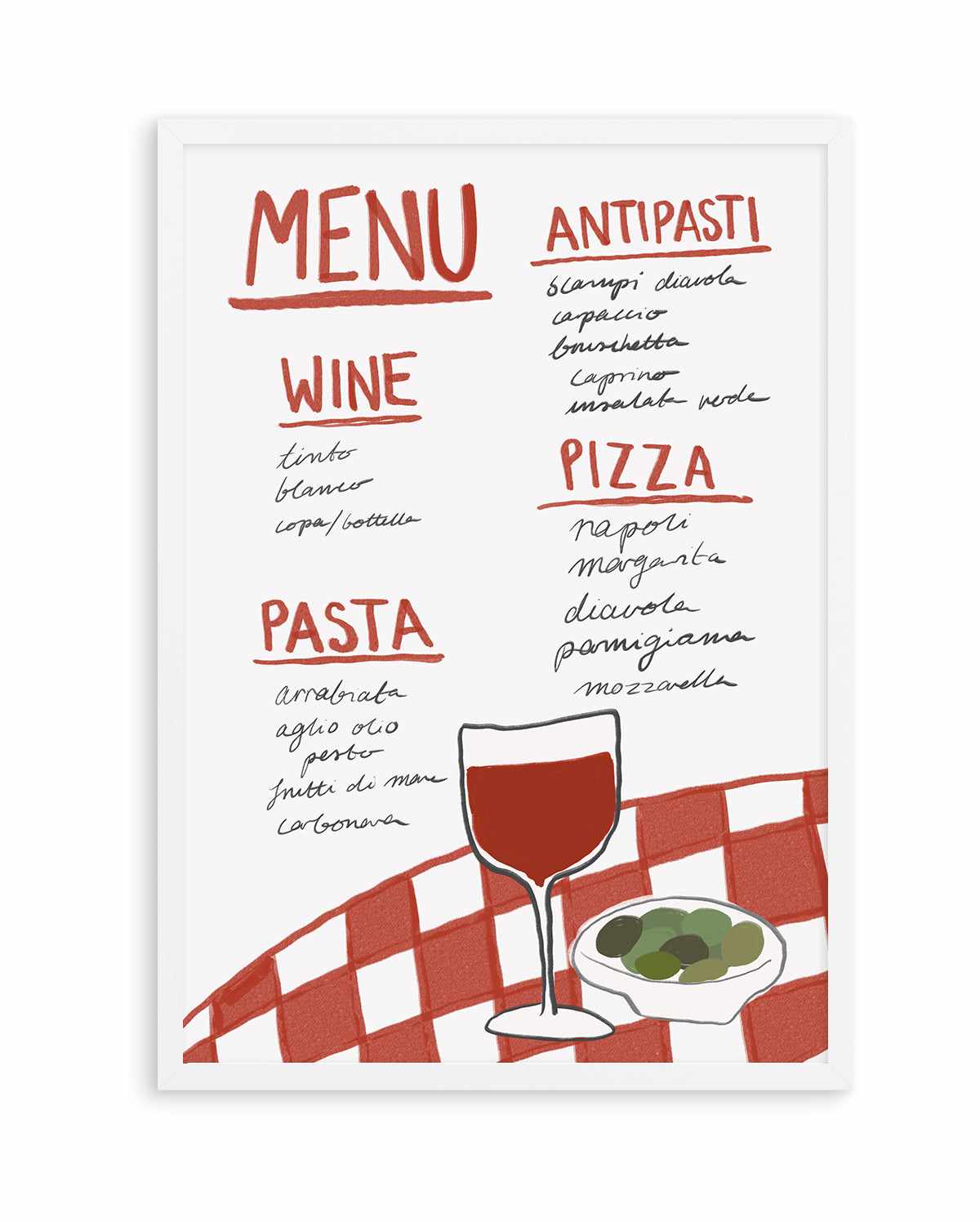 Italian Menu By Athene Fritsch | Art Print