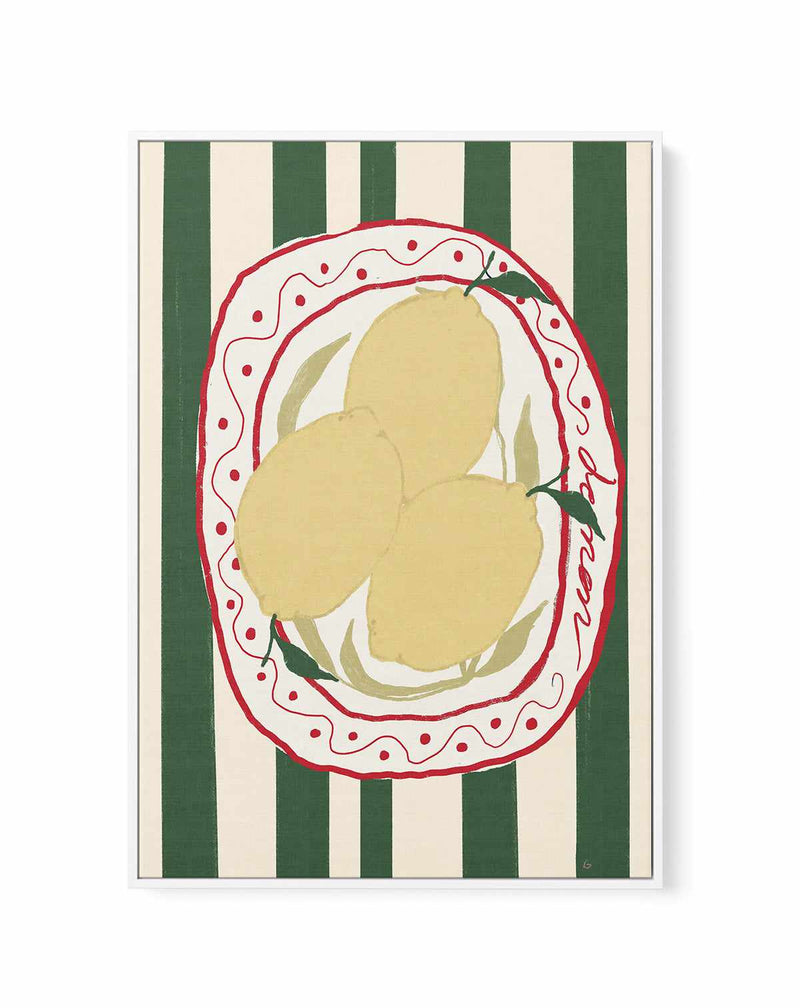 Italy Lemon Sage Green By AM | Framed Canvas Art Print