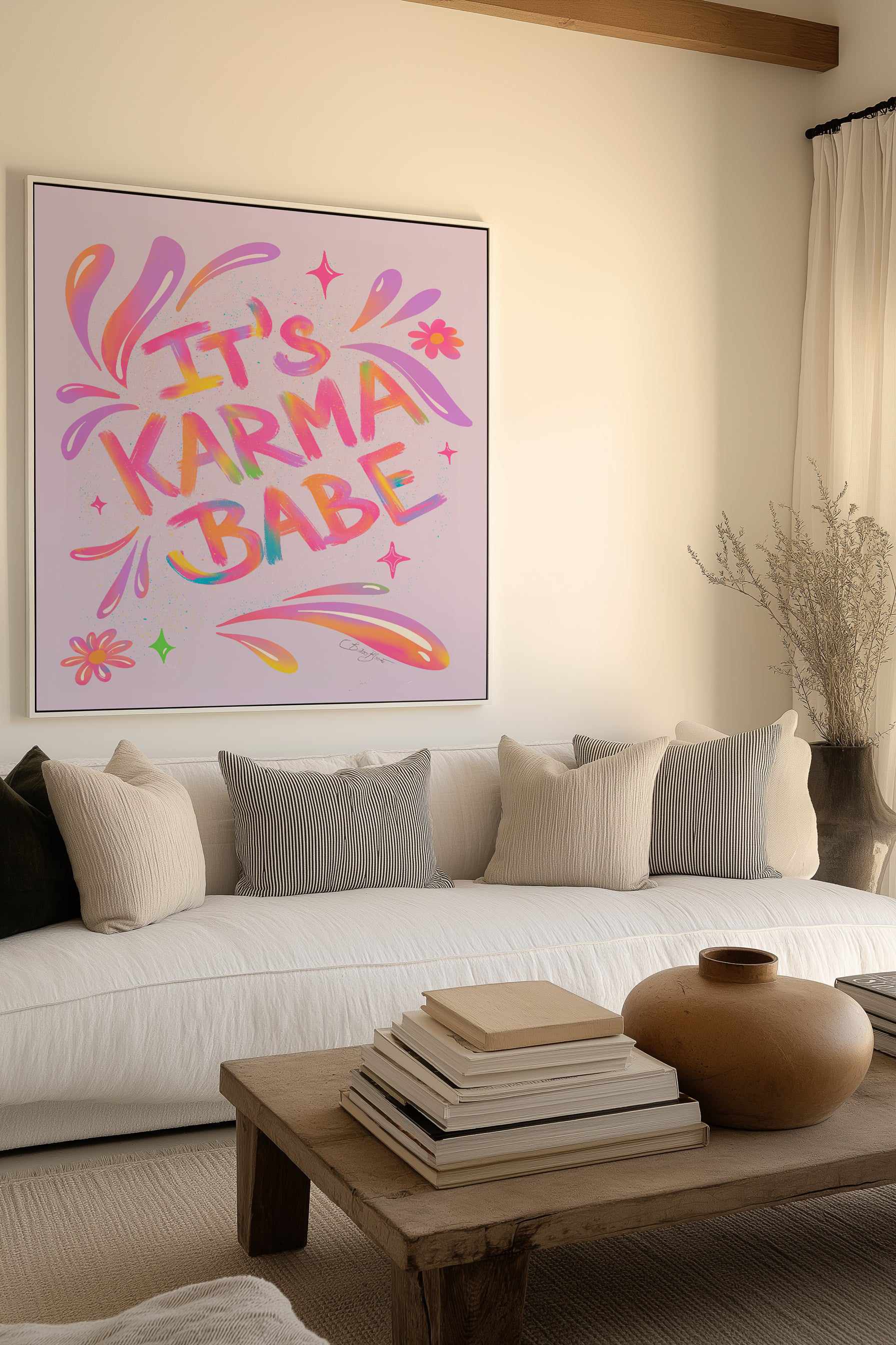 Karma Babe | Framed Canvas Art Print from Olive et Oriel where you can shop wallpaper and artworks online