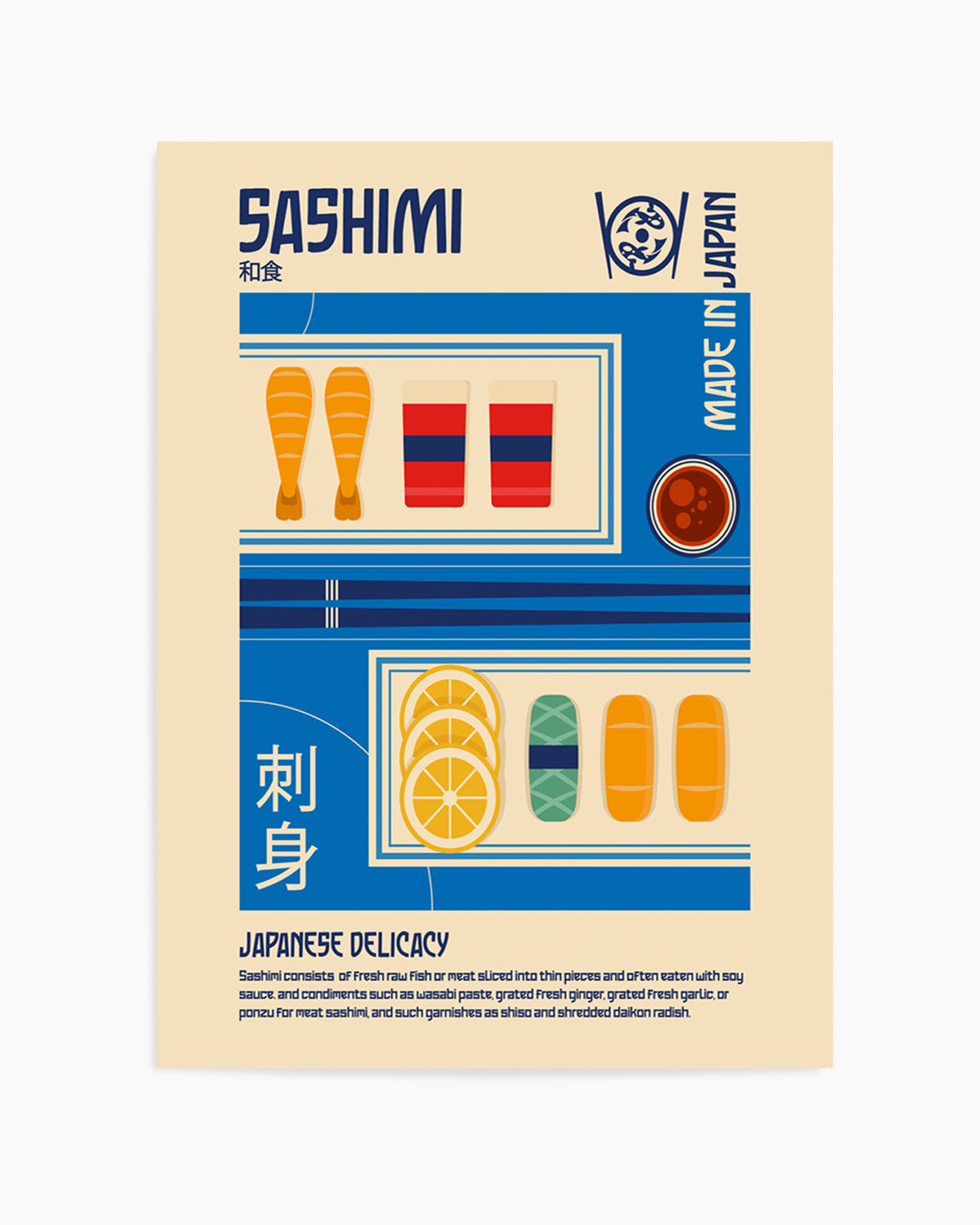 Japanese Sashimi Delicacy by Retrodome | Art Print