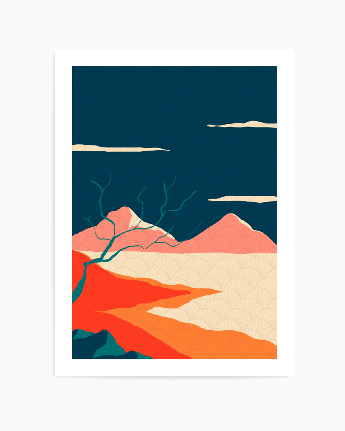 Japanese Mountain Landscape by Fadil Roze | Art Print