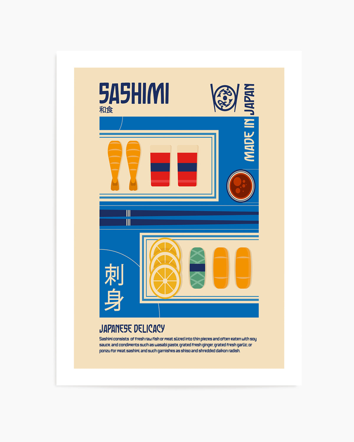 Japanese Sashimi Delicacy by Retrodome | Art Print
