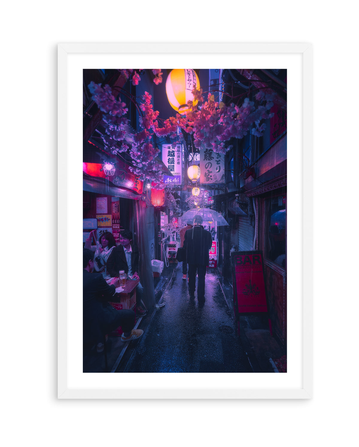 Japanese Alley Night Rain by Javier De La | Art Print