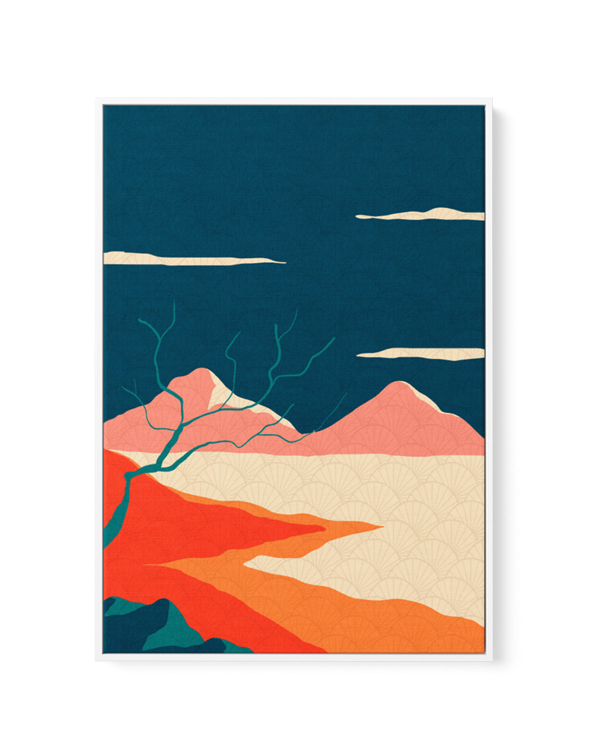 Japanese Mountain Landscape by Fadil Roze | Framed Canvas Art Print