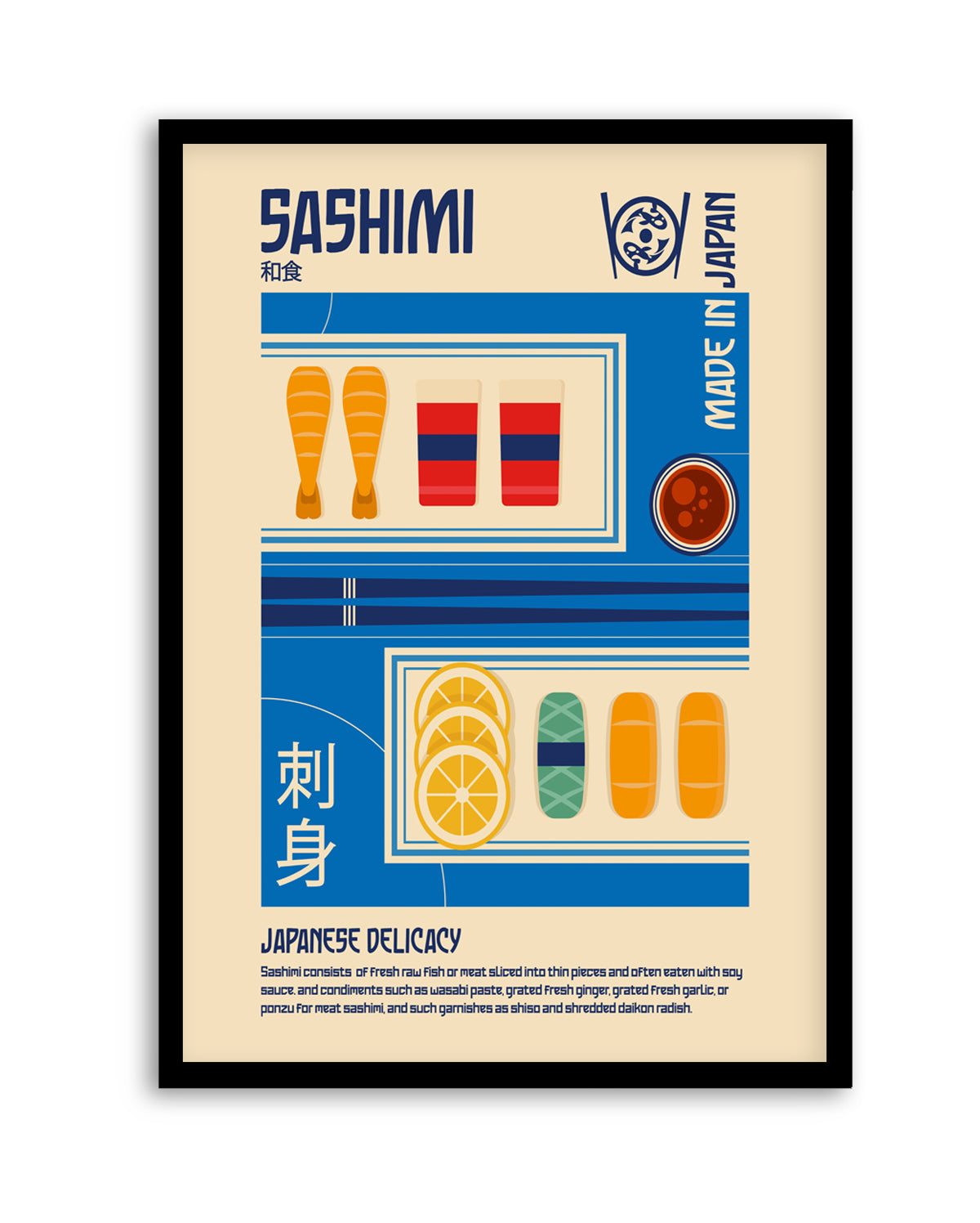 Japanese Sashimi Delicacy by Retrodome | Art Print