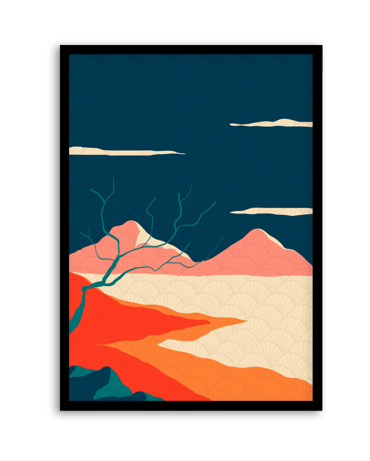 Japanese Mountain Landscape by Fadil Roze | Art Print