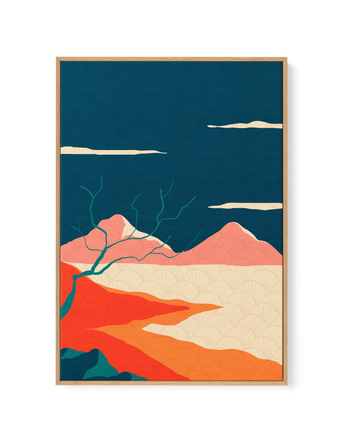 Japanese Mountain Landscape by Fadil Roze | Framed Canvas Art Print