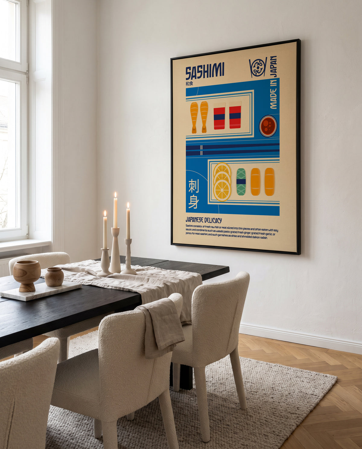 Japanese Sashimi Delicacy by Retrodome | Framed Canvas Art Print