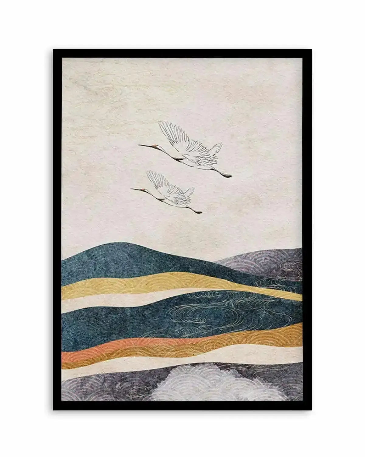 Japanese Vintage Cranes II Art Print from Olive et Oriel where you can shop wallpaper and artworks online