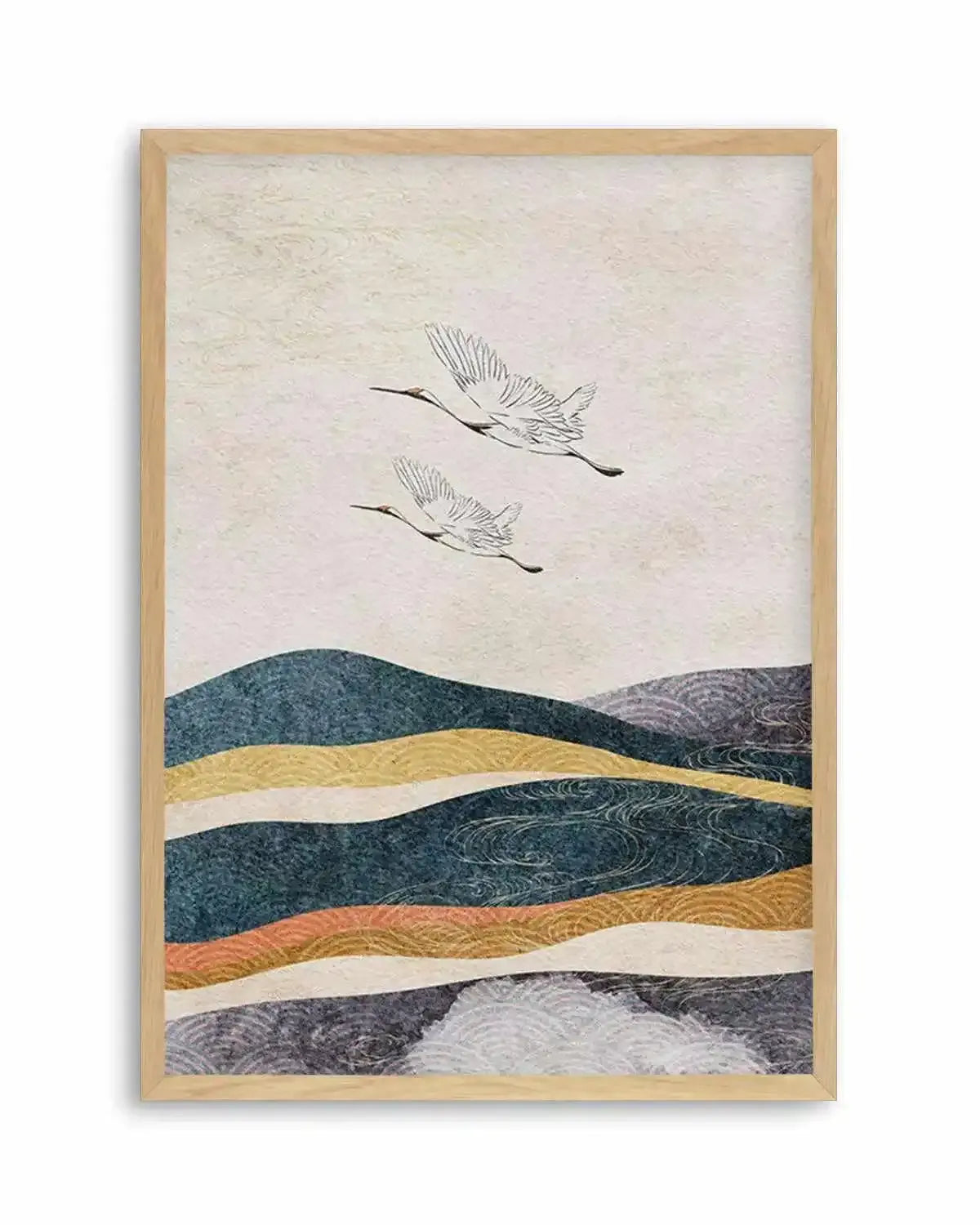 Japanese Vintage Cranes II Art Print from Olive et Oriel where you can shop wallpaper and artworks online