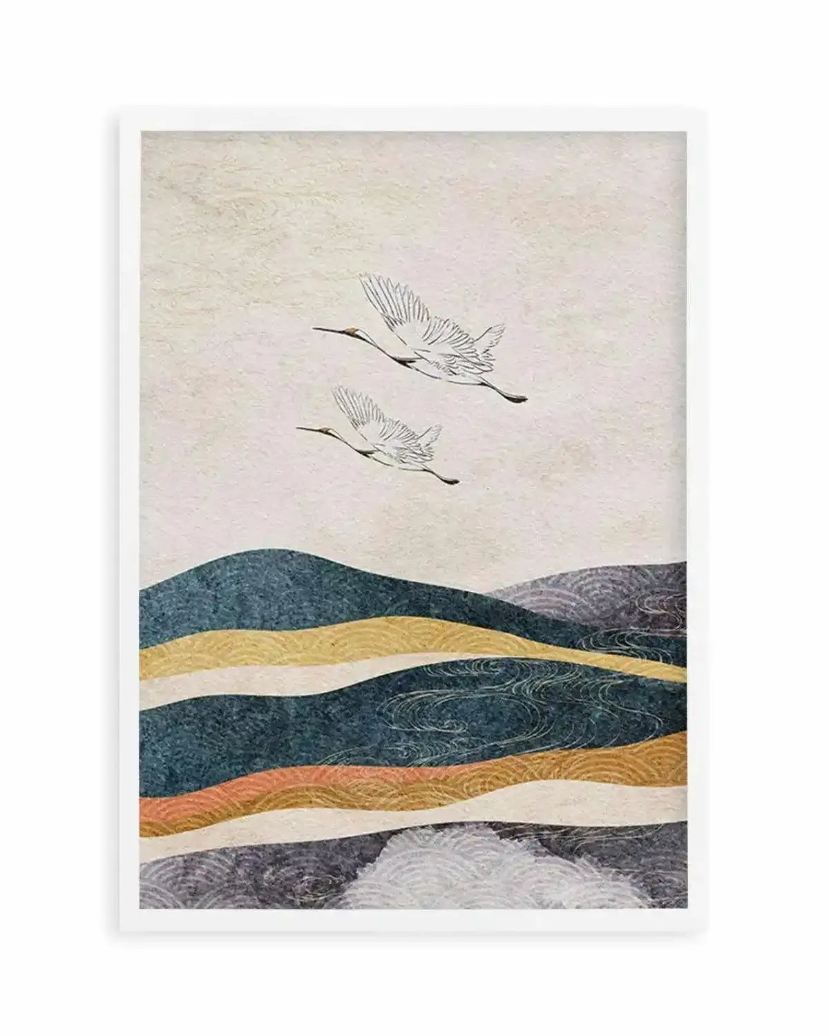 Japanese Vintage Cranes II Art Print from Olive et Oriel where you can shop wallpaper and artworks online