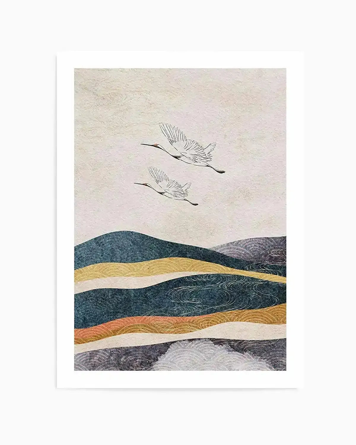 Japanese Vintage Cranes II Art Print from Olive et Oriel where you can shop wallpaper and artworks online