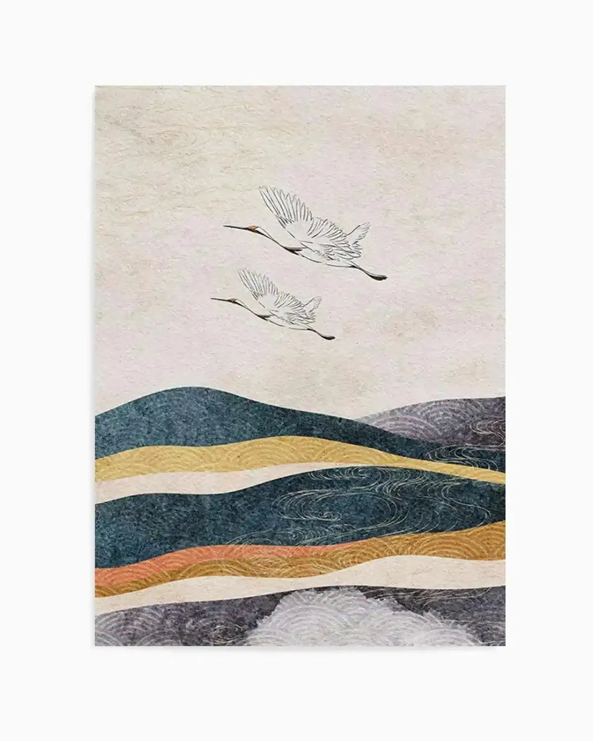 Japanese Vintage Cranes II Art Print from Olive et Oriel where you can shop wallpaper and artworks online