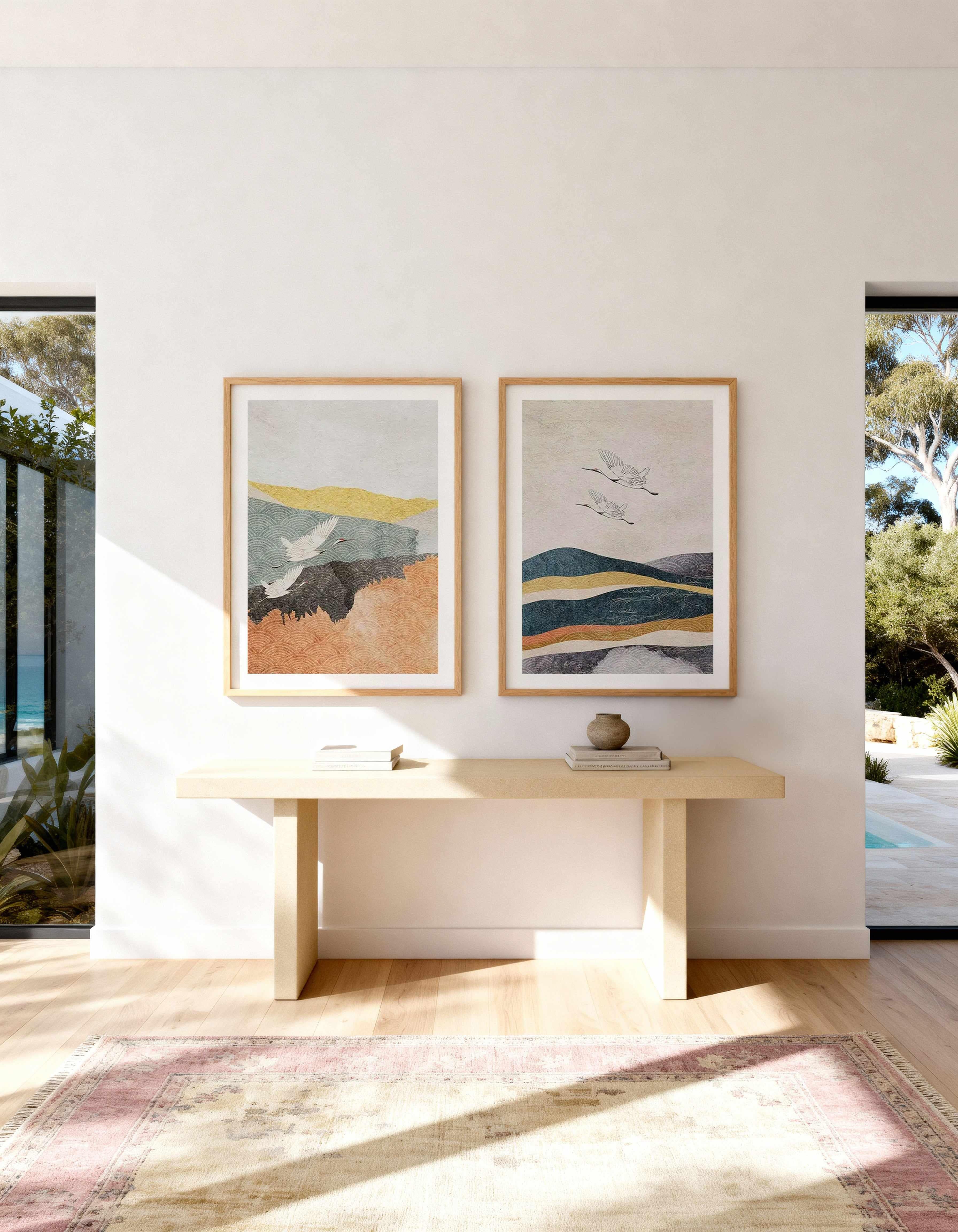 Japanese Vintage Cranes I & II Art Print Set of 2 | Matching Wall Art from Olive et Oriel where you can shop wallpaper and artworks online