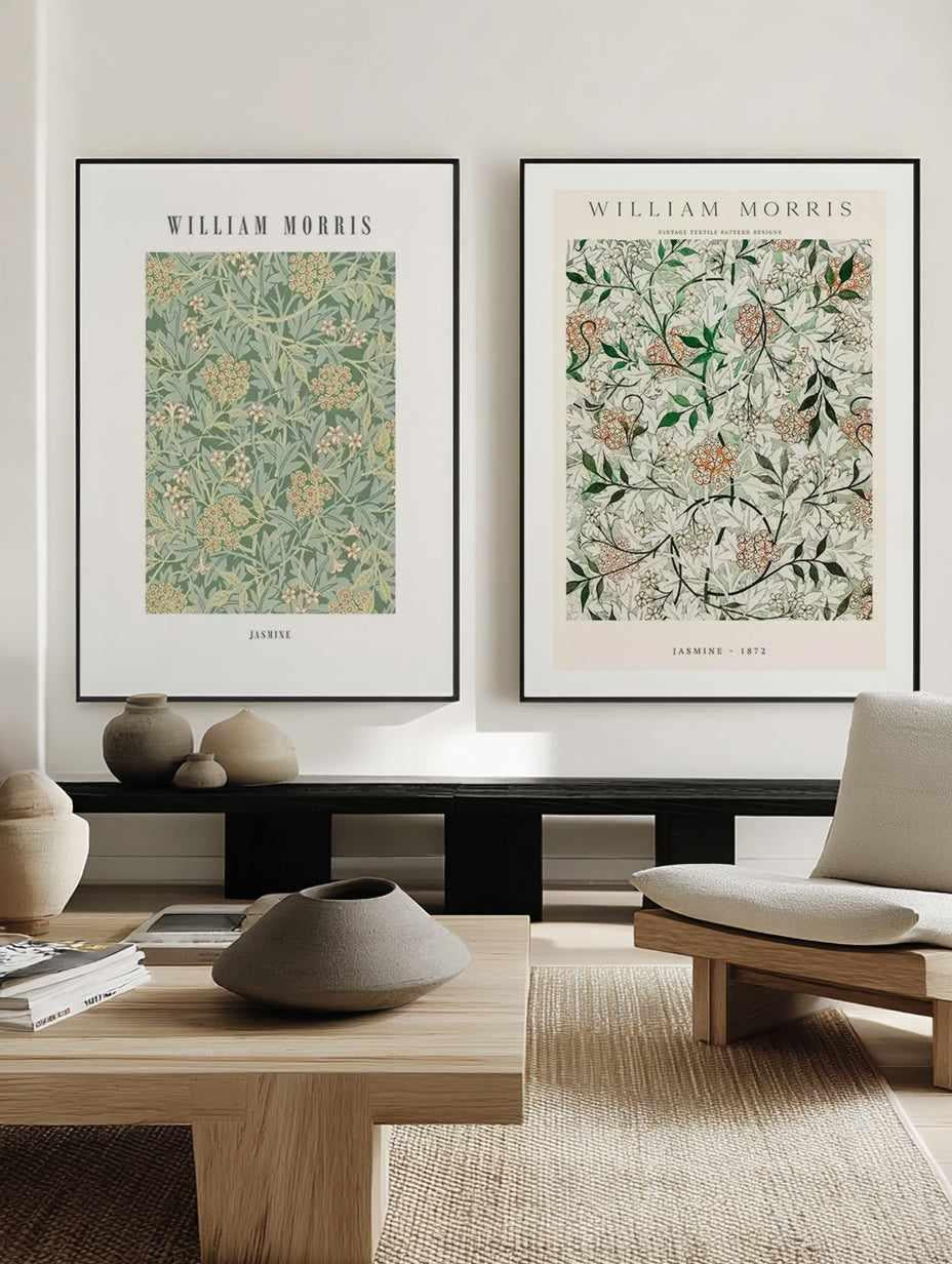 Jasmine I & II by William Morris Art Print Set of 2 | Matching Wall Art