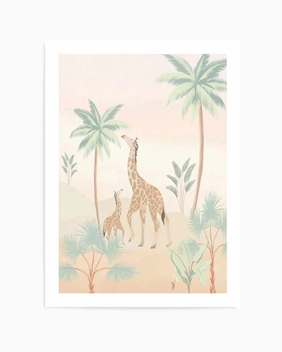 Jungle Giraffes Art Print from Olive et Oriel where you can shop wallpaper and artworks online