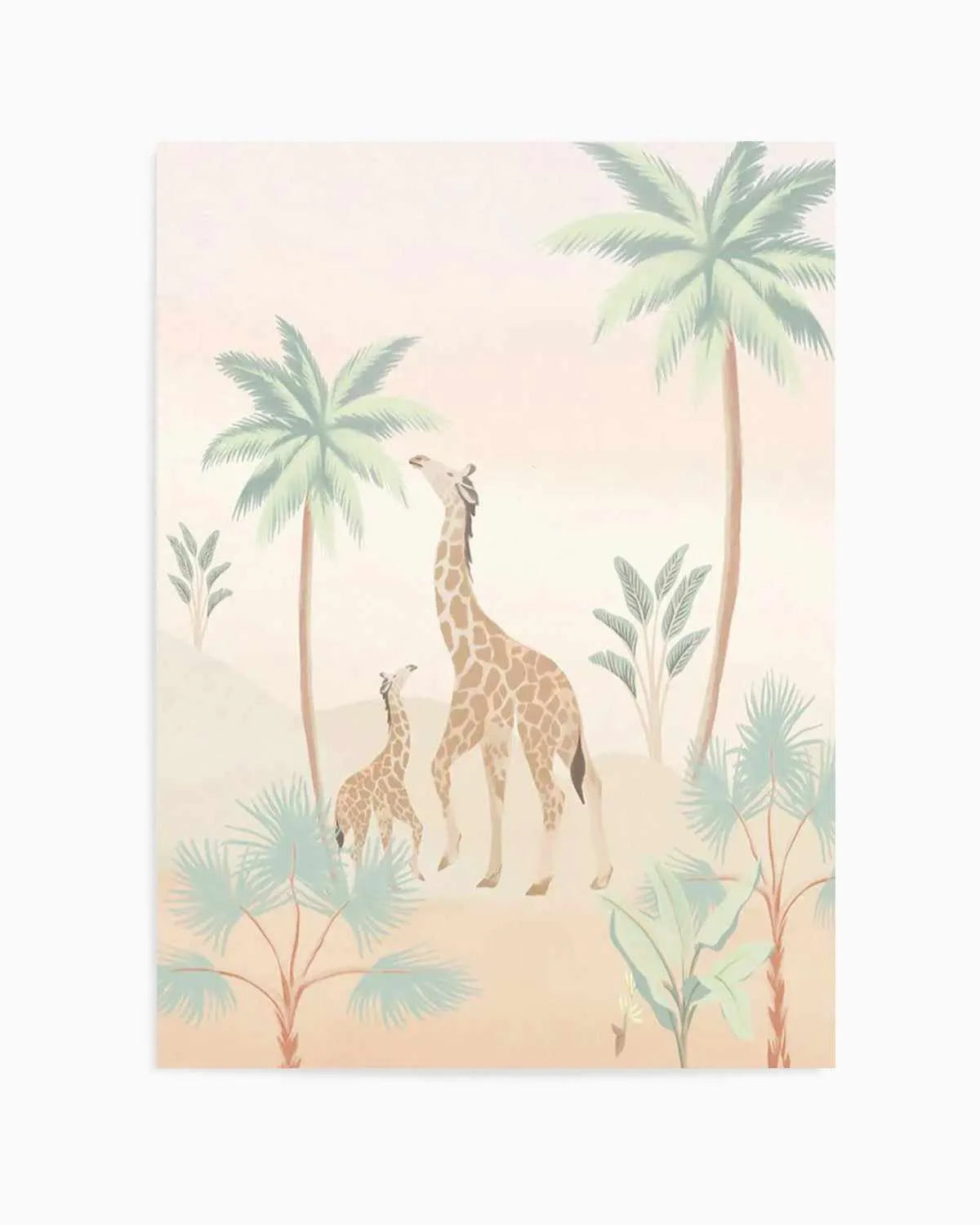 Jungle Giraffes Art Print from Olive et Oriel where you can shop wallpaper and artworks online