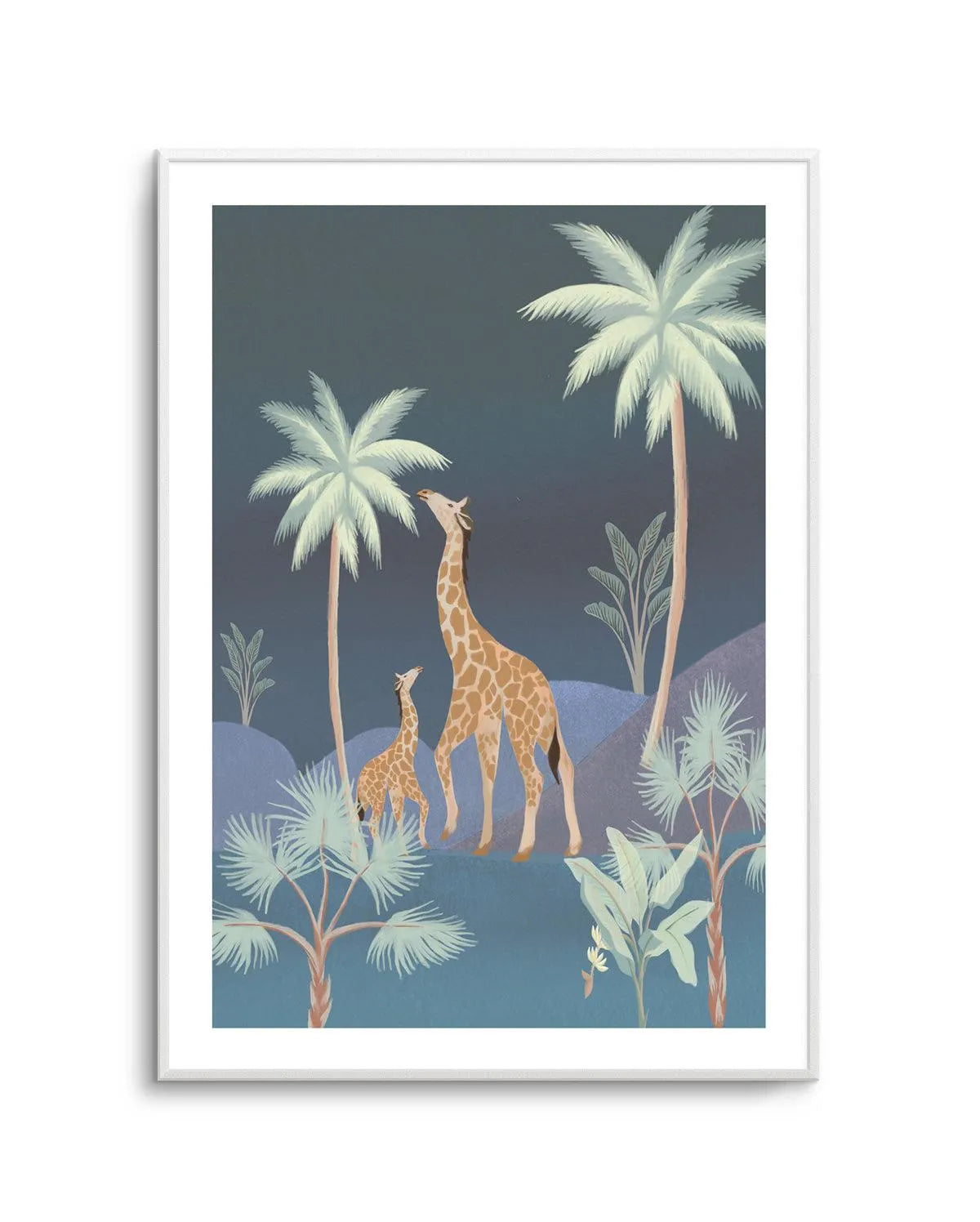 Jungle Giraffes in Midnight Art Print-PRINT-Olive et Oriel-Olive et Oriel-Buy-Australian-Art-Prints-Online-with-Olive-et-Oriel-Your-Artwork-Specialists-Austrailia-Decorate-With-Coastal-Photo-Wall-Art-Prints-From-Our-Beach-House-Artwork-Collection-Fine-Poster-and-Framed-Artwork