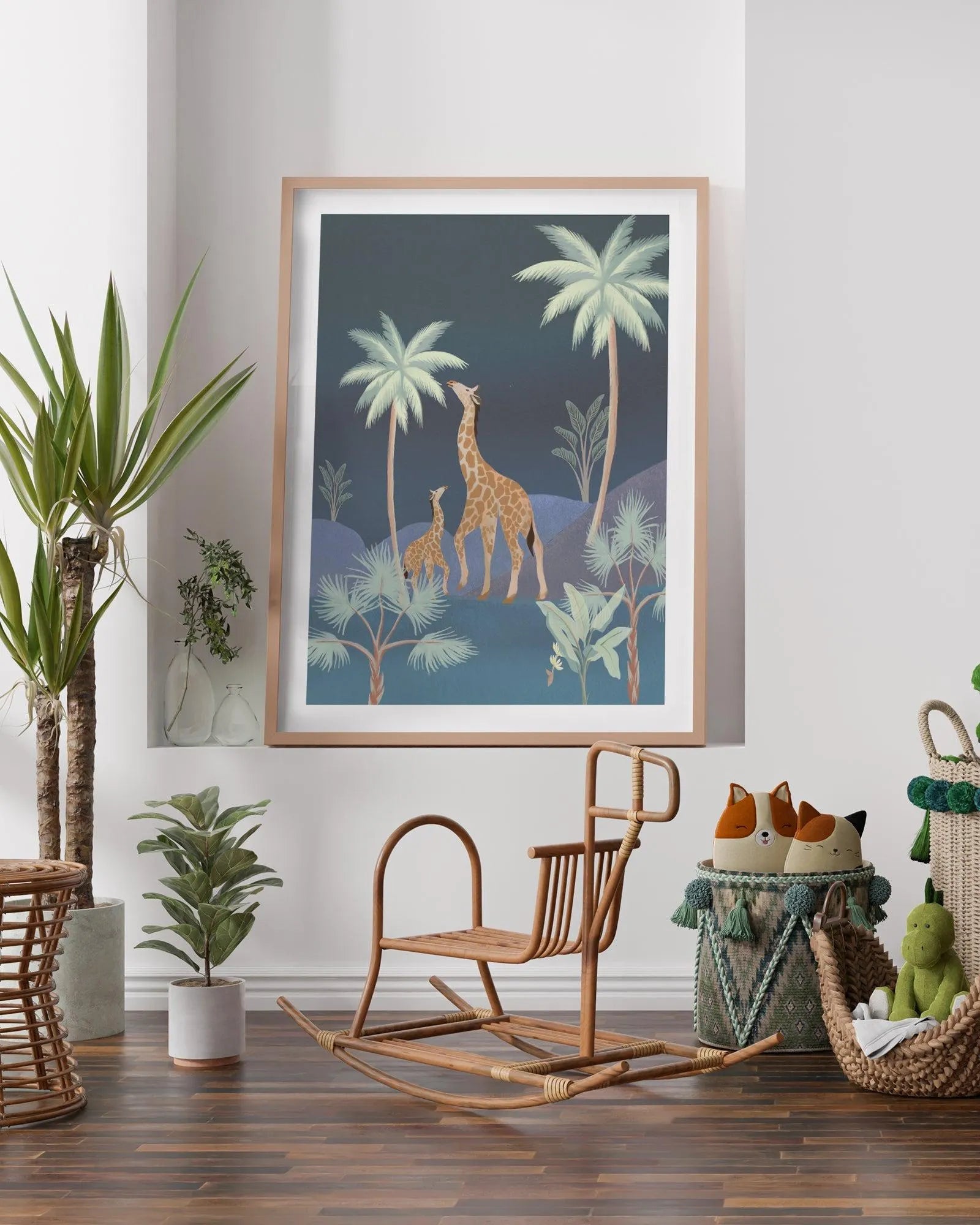 Jungle Giraffes in Midnight Art Print-PRINT-Olive et Oriel-Olive et Oriel-Buy-Australian-Art-Prints-Online-with-Olive-et-Oriel-Your-Artwork-Specialists-Austrailia-Decorate-With-Coastal-Photo-Wall-Art-Prints-From-Our-Beach-House-Artwork-Collection-Fine-Poster-and-Framed-Artwork