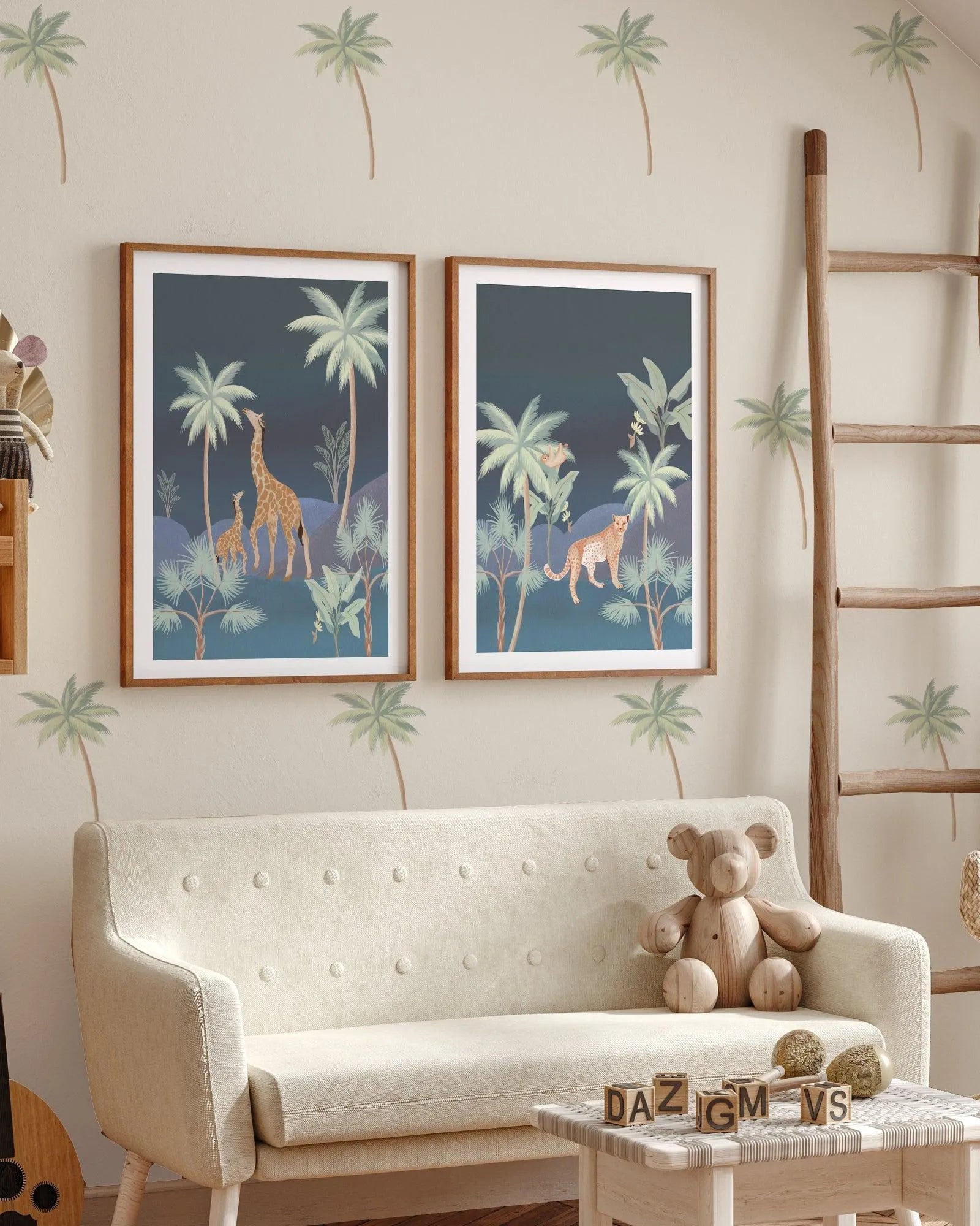 Jungle Giraffes in Midnight Art Print-PRINT-Olive et Oriel-Olive et Oriel-Buy-Australian-Art-Prints-Online-with-Olive-et-Oriel-Your-Artwork-Specialists-Austrailia-Decorate-With-Coastal-Photo-Wall-Art-Prints-From-Our-Beach-House-Artwork-Collection-Fine-Poster-and-Framed-Artwork