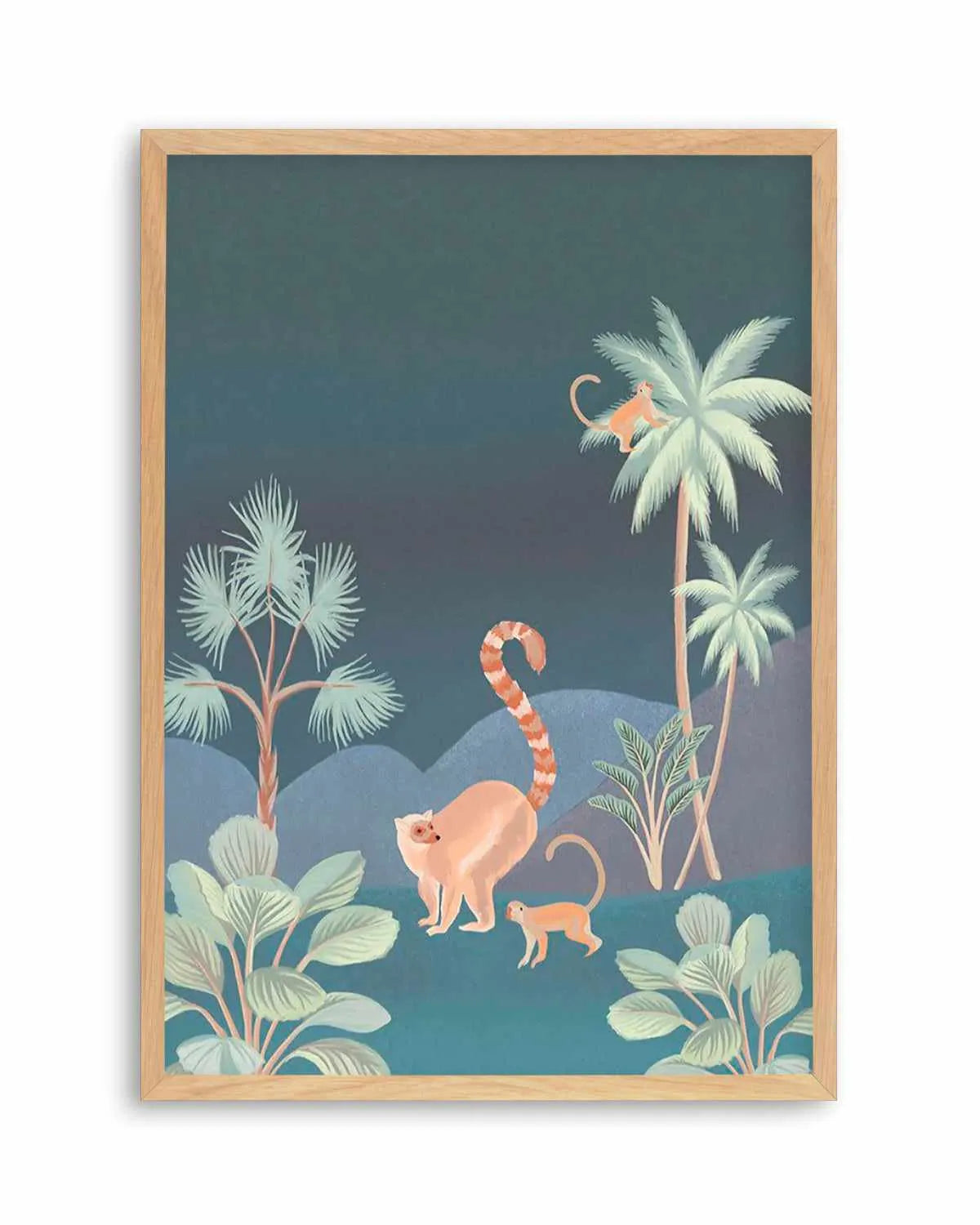 Jungle Monkeys in Midnight Art Print from Olive et Oriel where you can shop wallpaper and artworks online