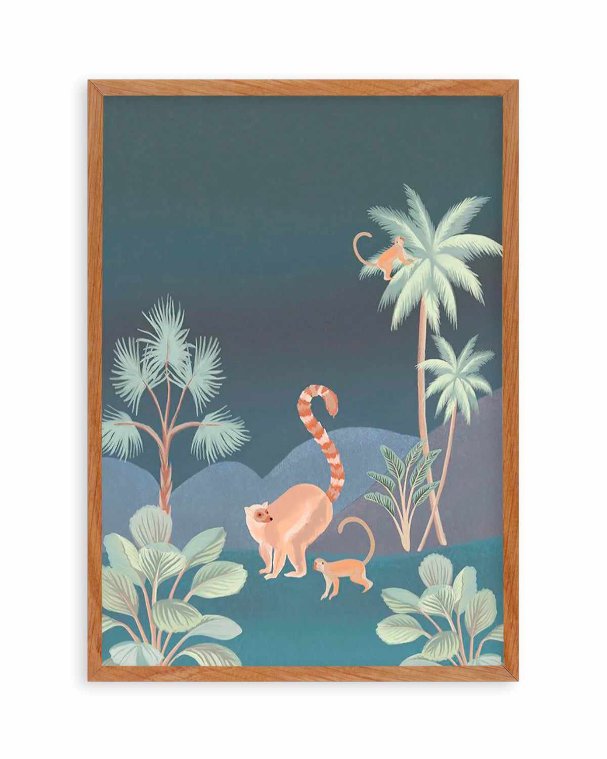 Jungle Monkeys in Midnight Art Print