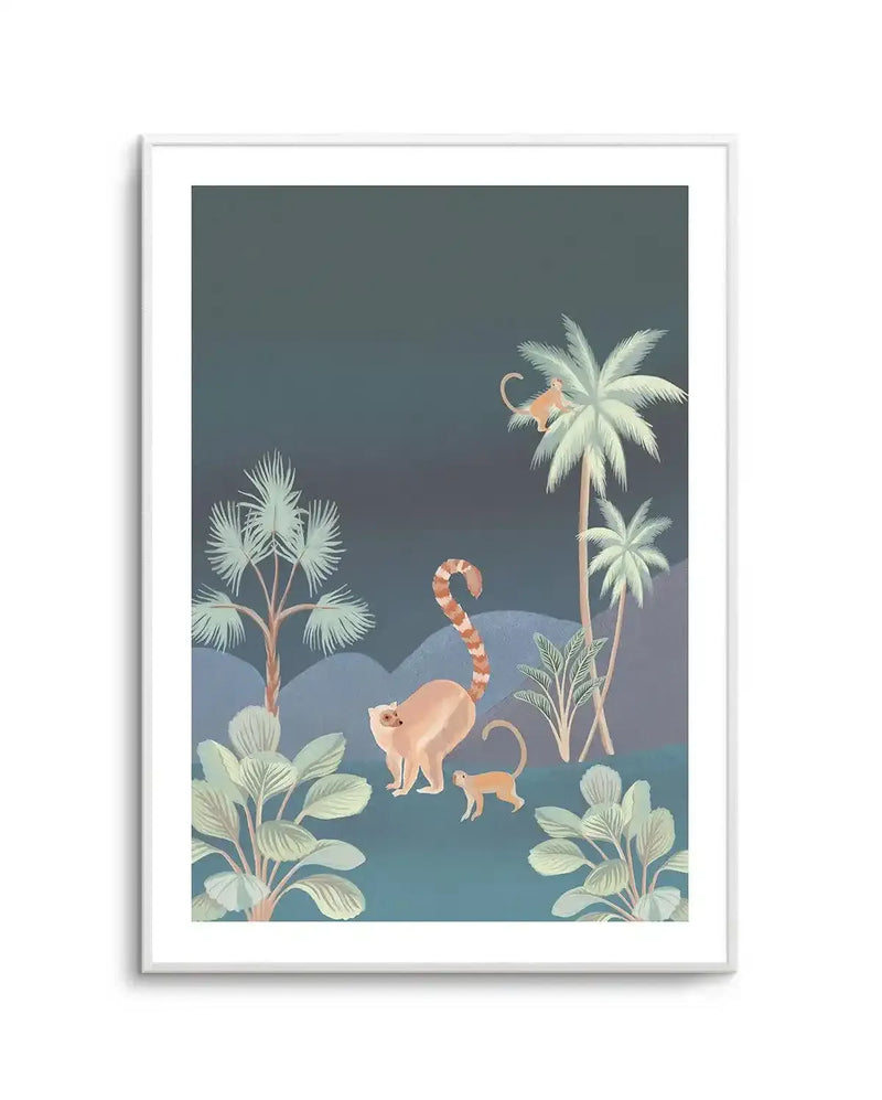 Jungle Monkeys in Midnight Art Print-PRINT-Olive et Oriel-Olive et Oriel-Buy-Australian-Art-Prints-Online-with-Olive-et-Oriel-Your-Artwork-Specialists-Austrailia-Decorate-With-Coastal-Photo-Wall-Art-Prints-From-Our-Beach-House-Artwork-Collection-Fine-Poster-and-Framed-Artwork