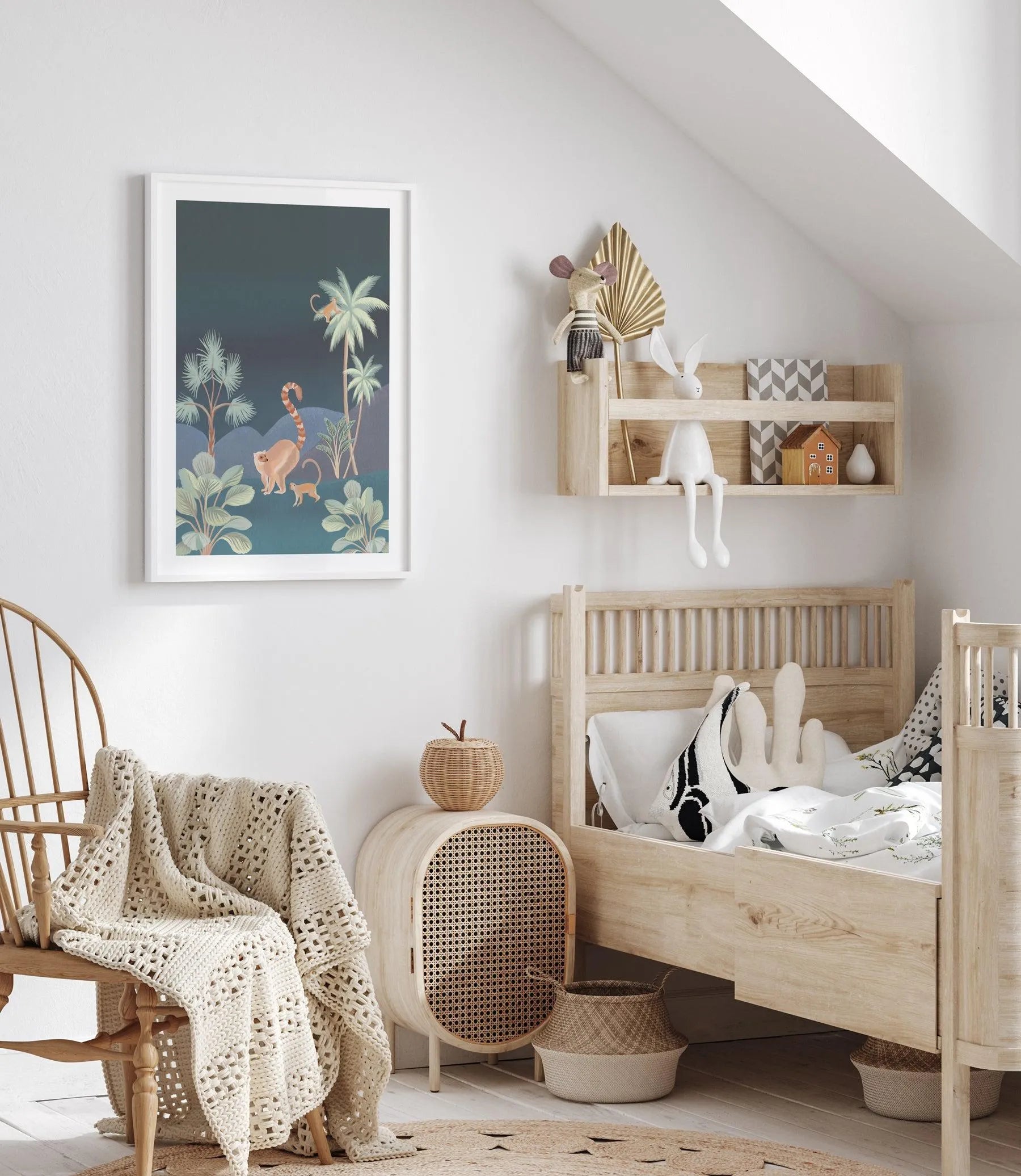 Jungle Monkeys in Midnight Art Print-PRINT-Olive et Oriel-Olive et Oriel-Buy-Australian-Art-Prints-Online-with-Olive-et-Oriel-Your-Artwork-Specialists-Austrailia-Decorate-With-Coastal-Photo-Wall-Art-Prints-From-Our-Beach-House-Artwork-Collection-Fine-Poster-and-Framed-Artwork