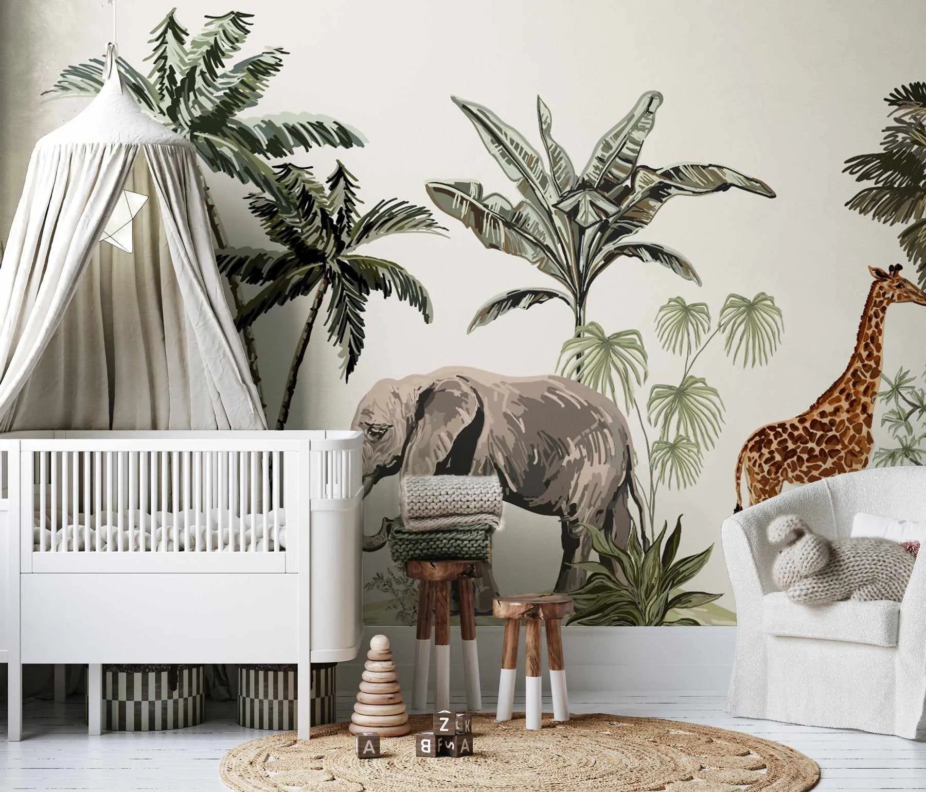 Jungle Mural Wallpaper-Wallpaper-Buy Kids Removable Wallpaper Online Our Custom Made Children√¢‚Ç¨‚Ñ¢s Wallpapers Are A Fun Way To Decorate And Enhance Boys Bedroom Decor And Girls Bedrooms They Are An Amazing Addition To Your Kids Bedroom Walls Our Collection of Kids Wallpaper Is Sure To Transform Your Kids Rooms Interior Style From Pink Wallpaper To Dinosaur Wallpaper Even Marble Wallpapers For Teen Boys Shop Peel And Stick Wallpaper Online Today With Olive et Oriel