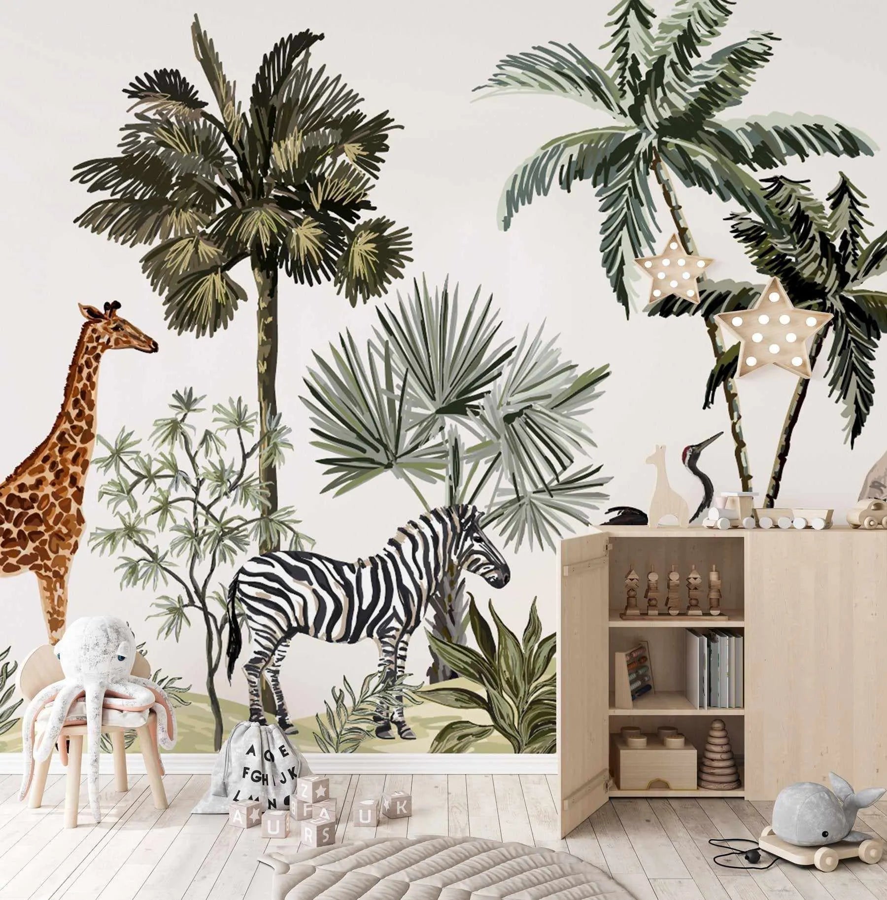 Jungle Mural Wallpaper-Wallpaper-Buy Kids Removable Wallpaper Online Our Custom Made Children√¢‚Ç¨‚Ñ¢s Wallpapers Are A Fun Way To Decorate And Enhance Boys Bedroom Decor And Girls Bedrooms They Are An Amazing Addition To Your Kids Bedroom Walls Our Collection of Kids Wallpaper Is Sure To Transform Your Kids Rooms Interior Style From Pink Wallpaper To Dinosaur Wallpaper Even Marble Wallpapers For Teen Boys Shop Peel And Stick Wallpaper Online Today With Olive et Oriel