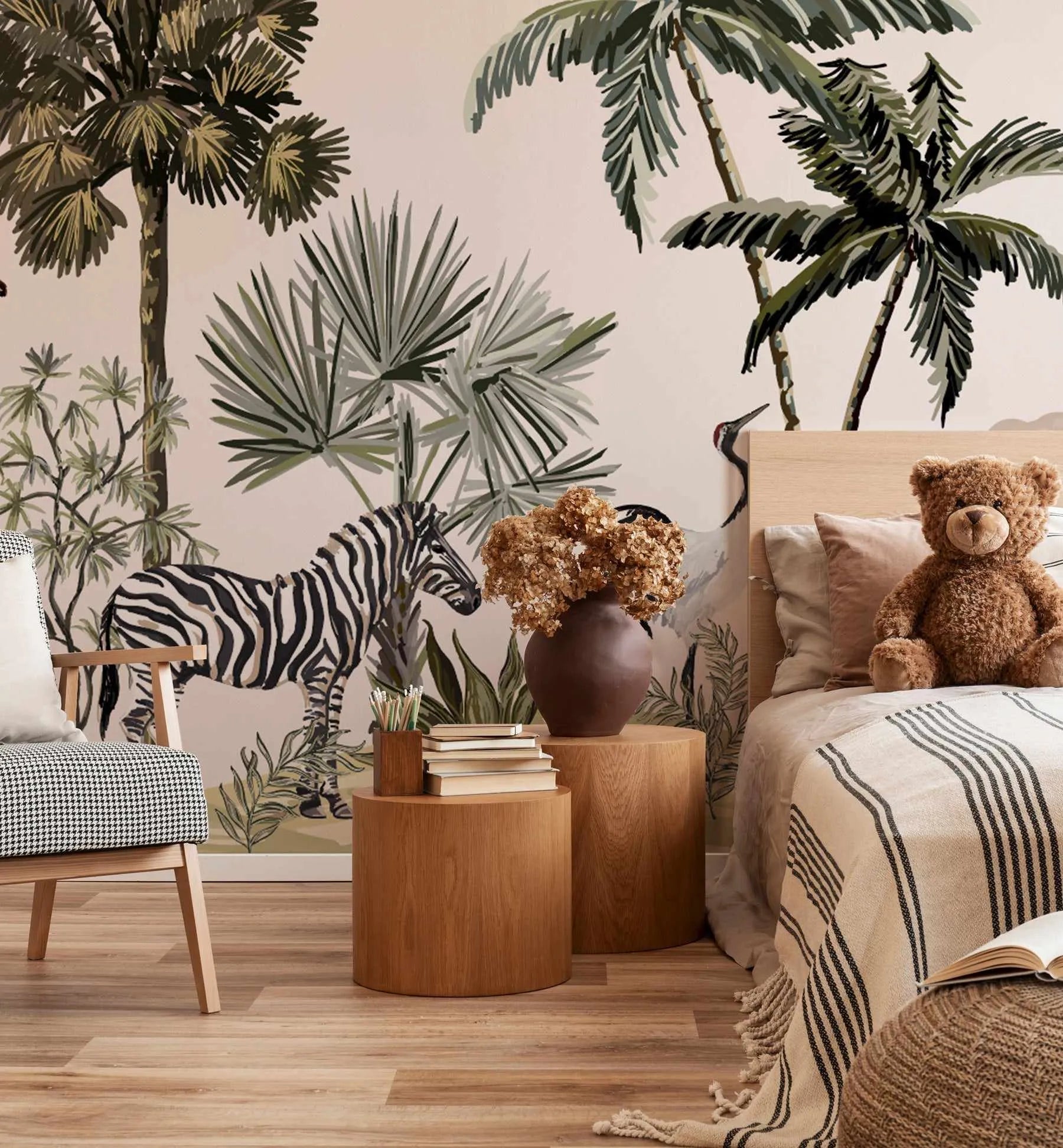 Jungle Mural Wallpaper-Wallpaper-Buy Kids Removable Wallpaper Online Our Custom Made Children√¢‚Ç¨‚Ñ¢s Wallpapers Are A Fun Way To Decorate And Enhance Boys Bedroom Decor And Girls Bedrooms They Are An Amazing Addition To Your Kids Bedroom Walls Our Collection of Kids Wallpaper Is Sure To Transform Your Kids Rooms Interior Style From Pink Wallpaper To Dinosaur Wallpaper Even Marble Wallpapers For Teen Boys Shop Peel And Stick Wallpaper Online Today With Olive et Oriel