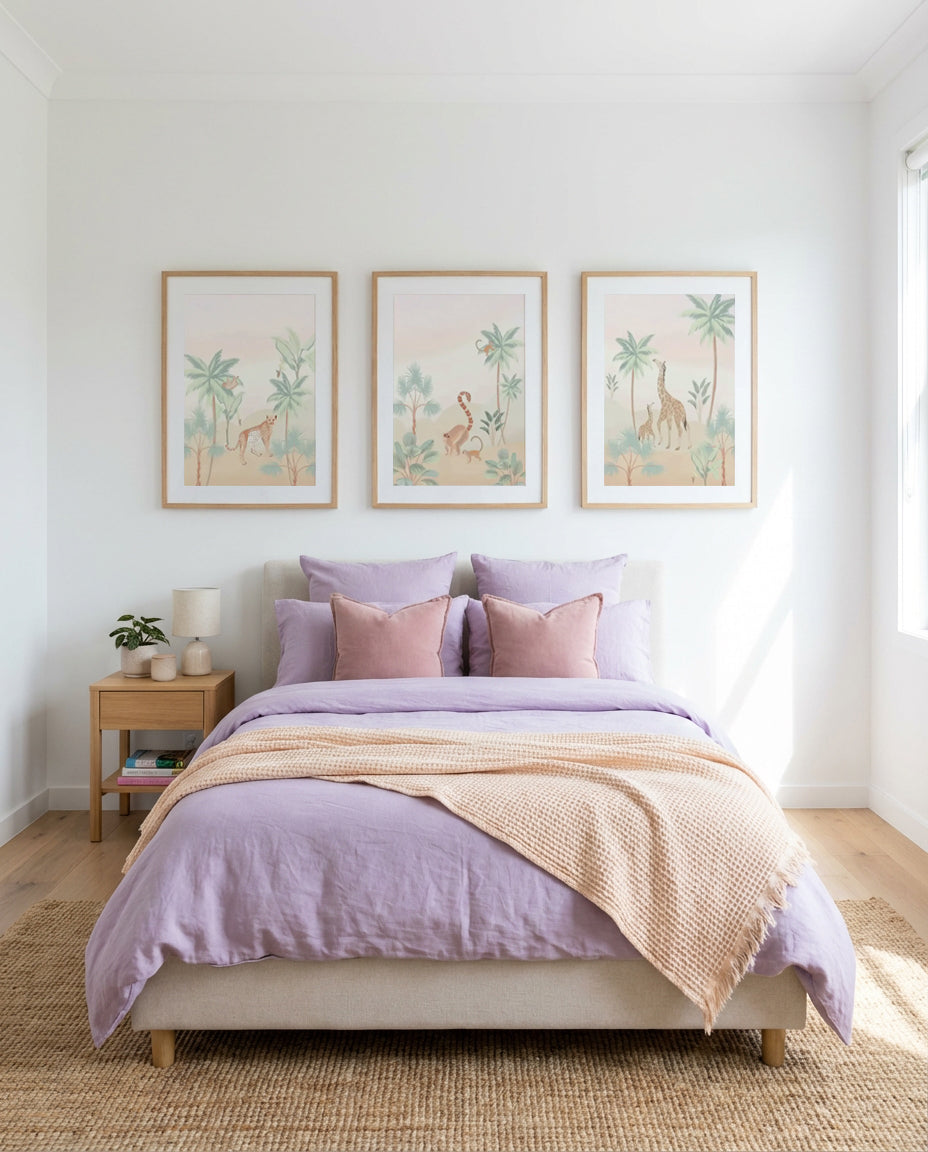 Jungle Cheetah, Monkeys & Giraffes | 3 Piece Wall Art Set