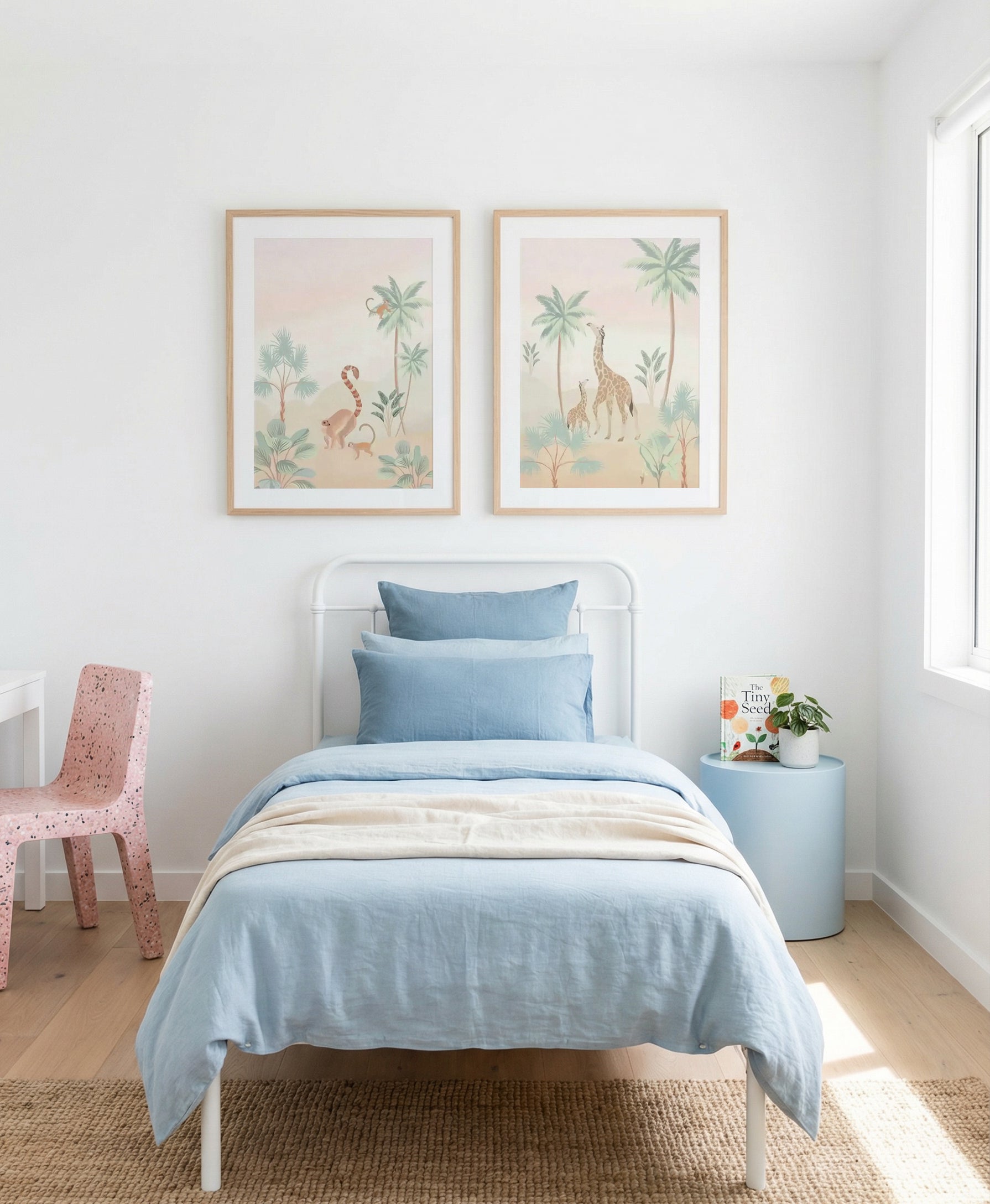 Jungle Monkeys & Jungle Giraffes Art Print Set of 2 | Matching Wall Art
