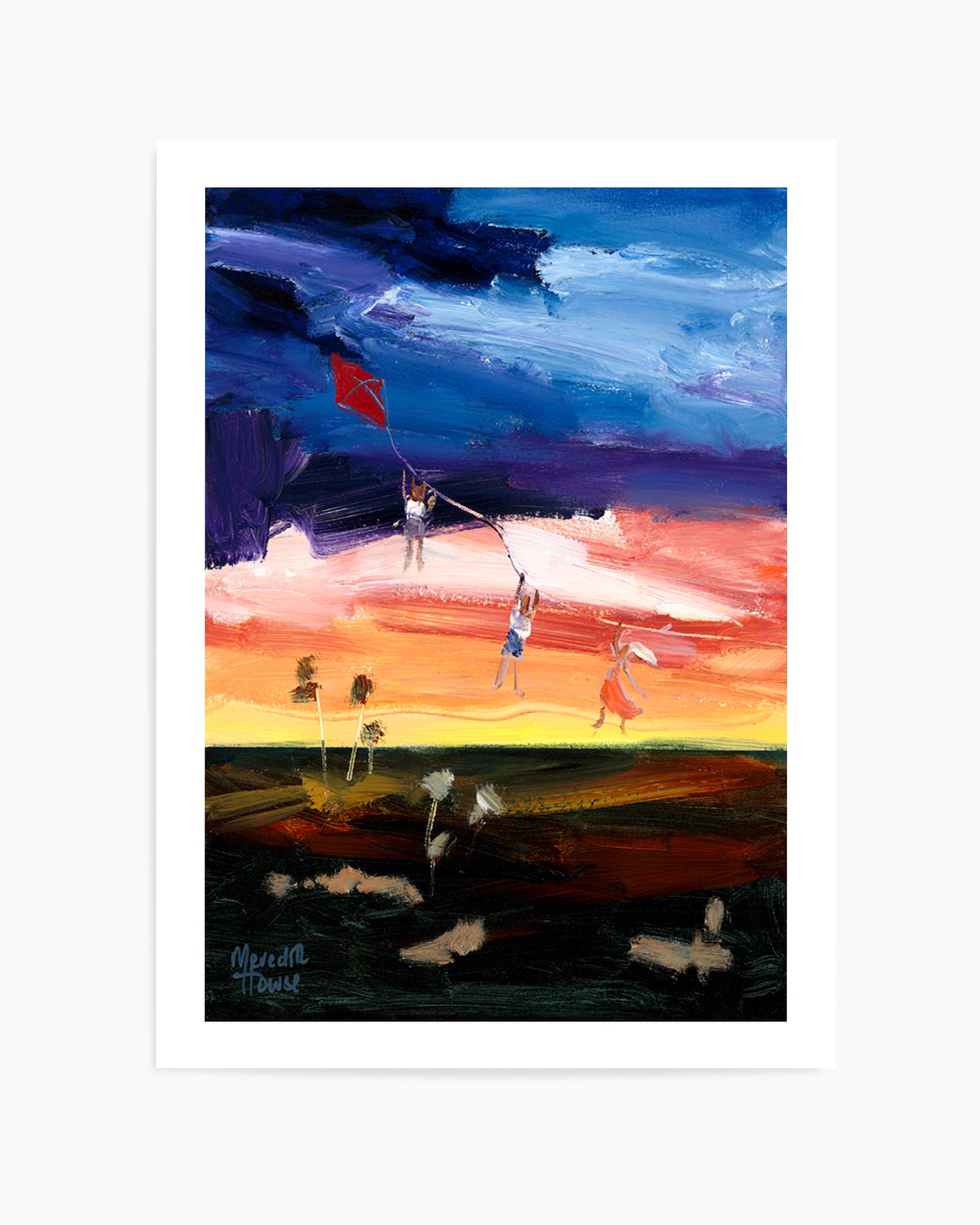 Kite Flying Kids over the Outback by Meredith Howse | Art Print