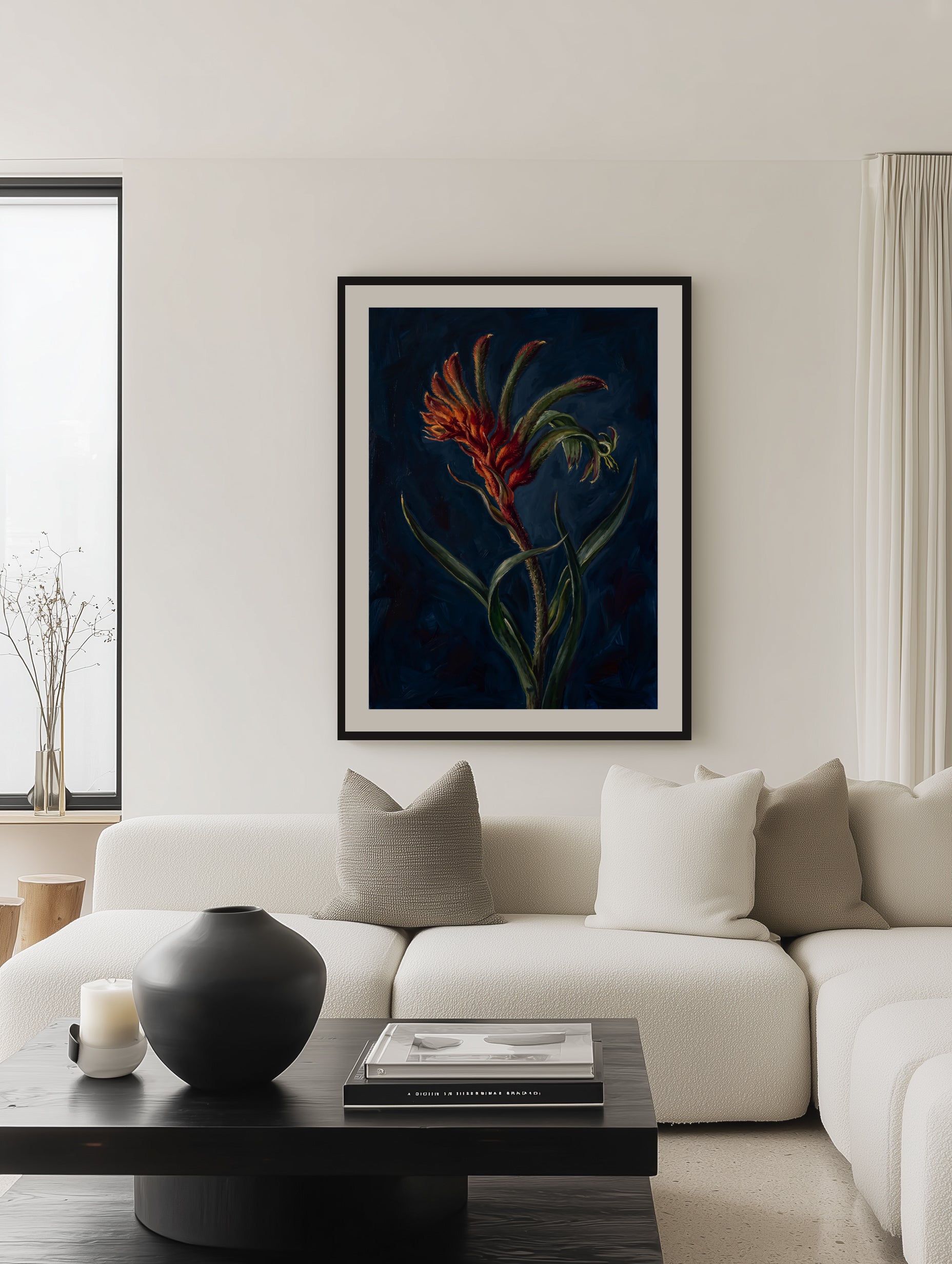 Kangaroo Paw II On Navy Botanicals Study | Art Print