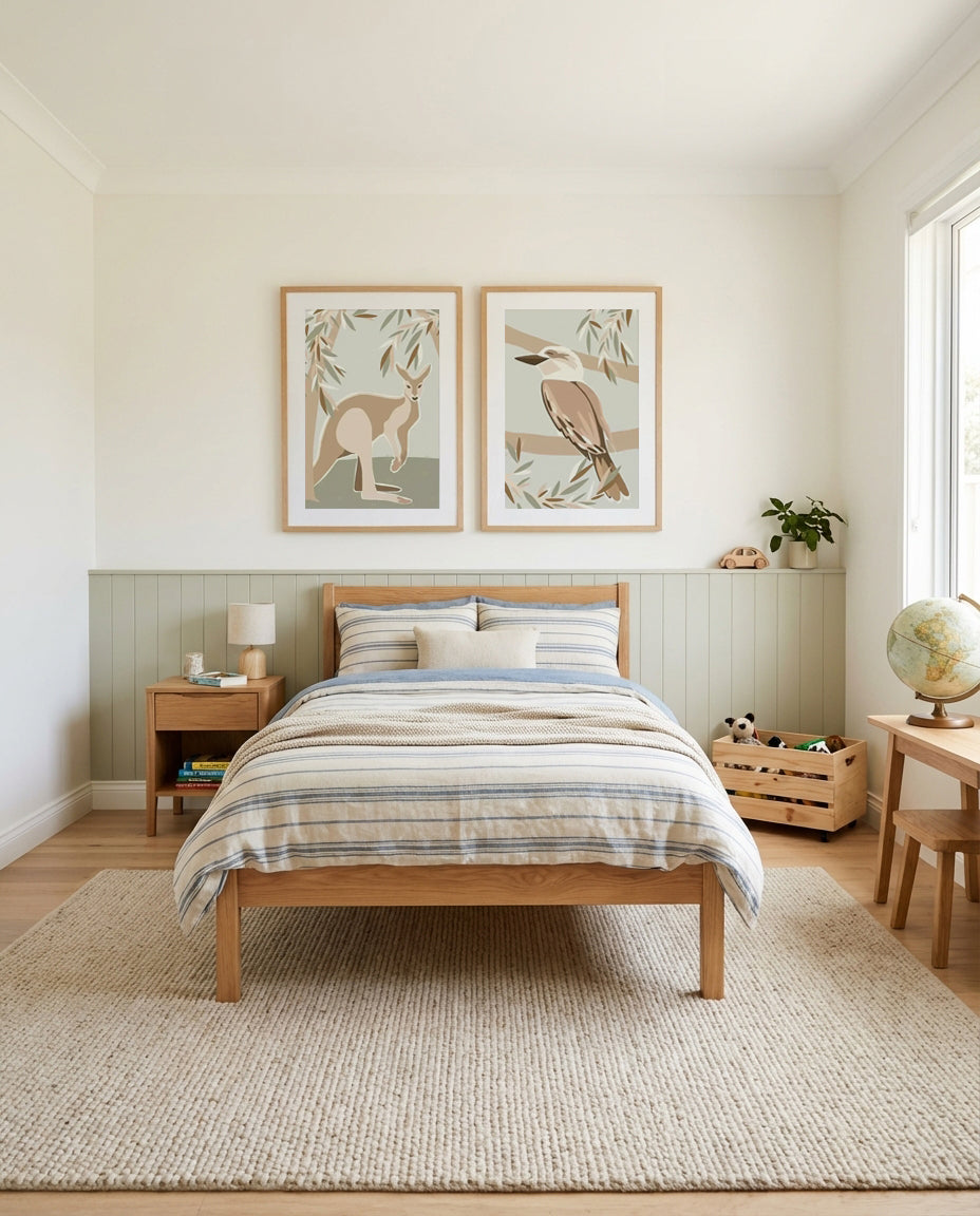 Kangaroo Canopy & Cool as a Kookaburra Art Print Set of 2 | Matching Wall Art