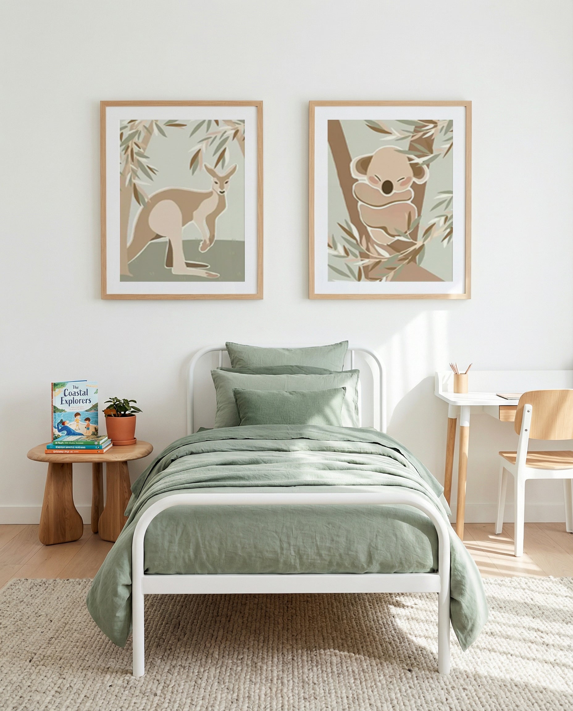 Kangaroo Canopy & Cozy Koala Art Print Set of 2 | Matching Wall Art