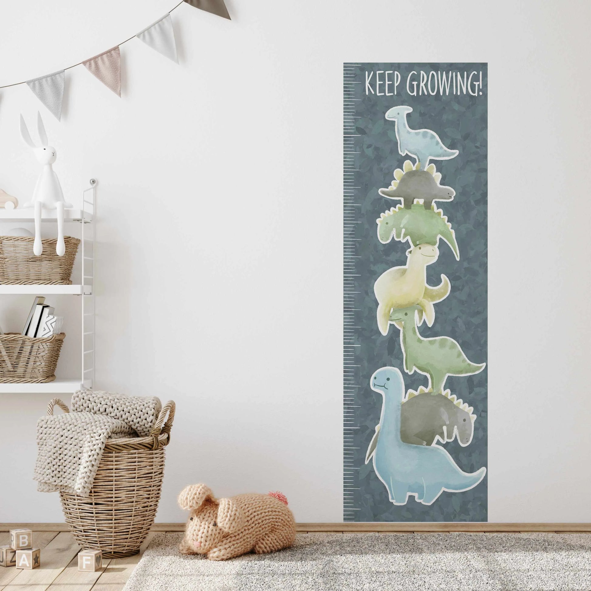 Keep Growing Dinosaur Height Chart Decal-Decals-Olive et Oriel-Decorate your kids bedroom wall decor with removable wall decals, these fabric kids decals are a great way to add colour and update your children's bedroom. Available as girls wall decals or boys wall decals, there are also nursery decals.