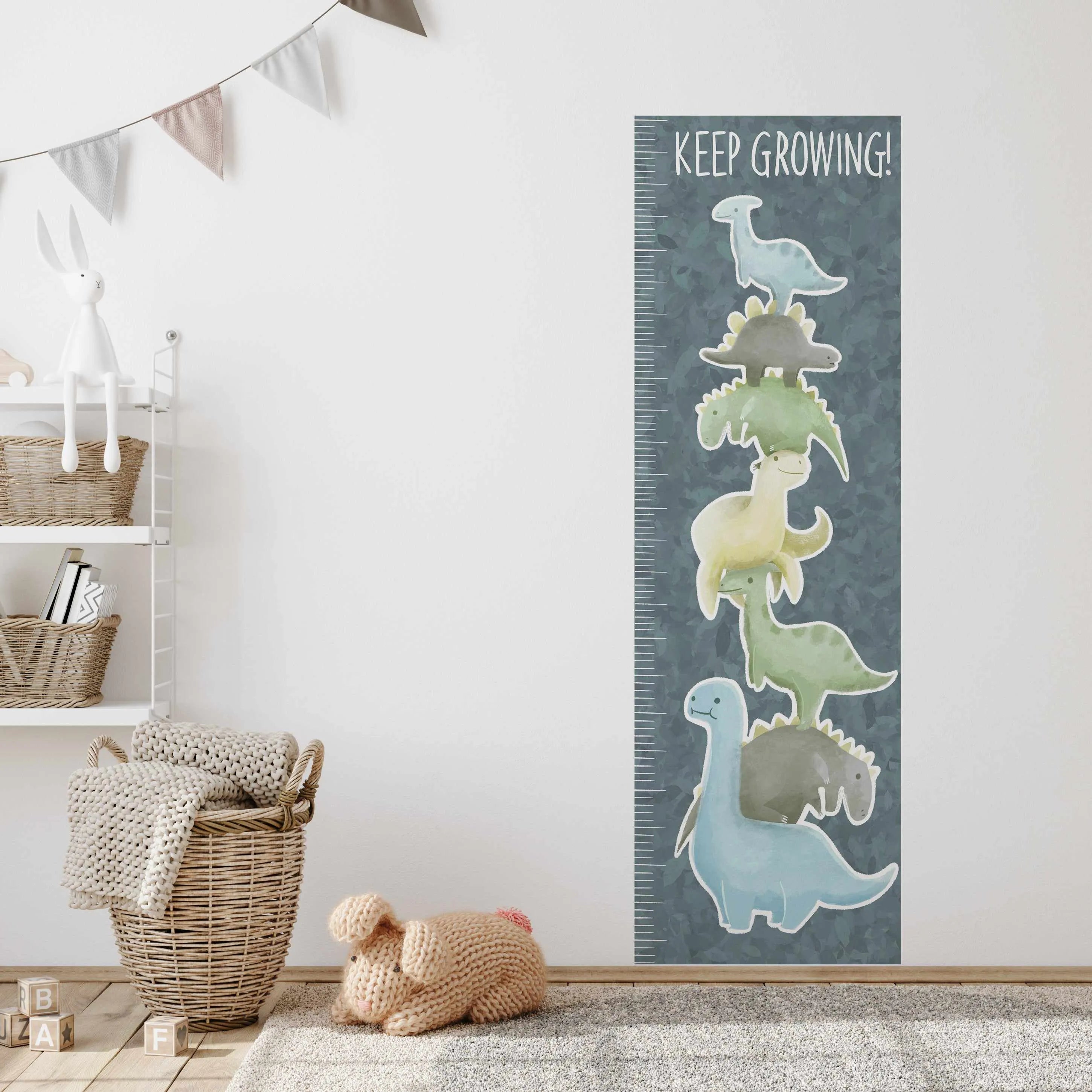 Keep Growing Dinosaur Height Chart Decal-Decals-Olive et Oriel-Decorate your kids bedroom wall decor with removable wall decals, these fabric kids decals are a great way to add colour and update your children's bedroom. Available as girls wall decals or boys wall decals, there are also nursery decals.