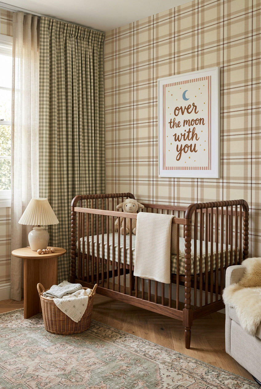 Kensington Tartan in Beige & Brown Wallpaper