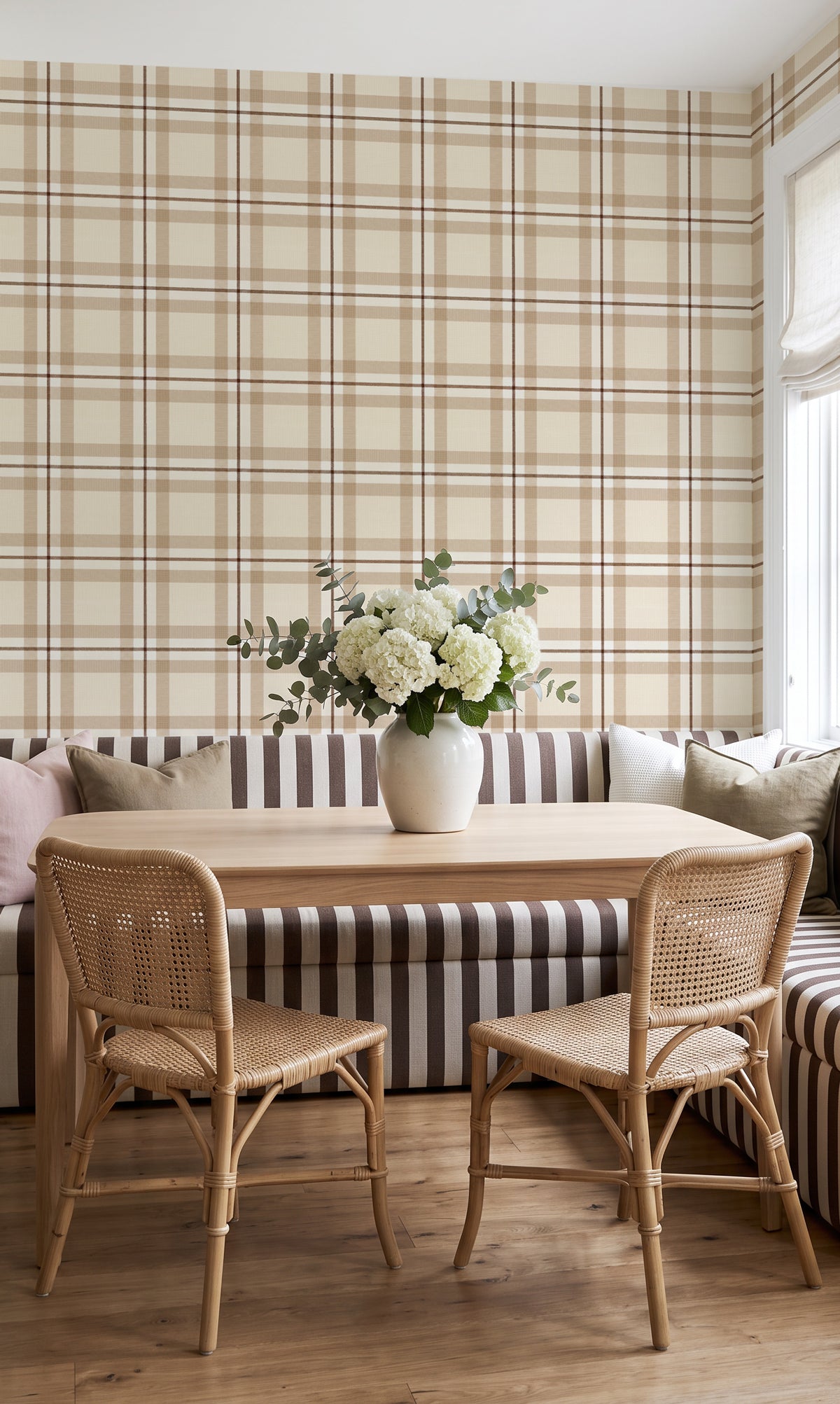 Kensington Tartan in Beige & Brown Wallpaper