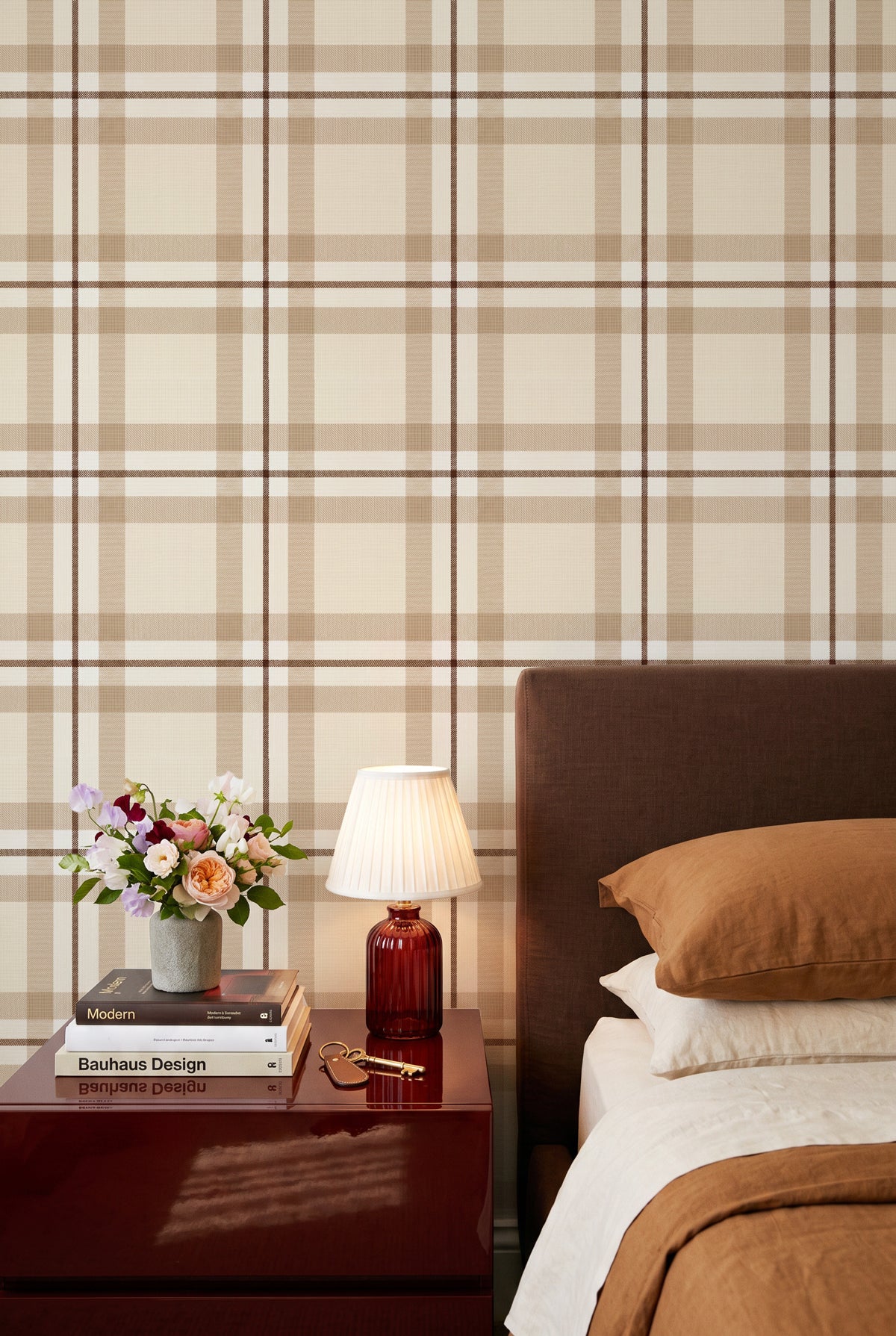 Kensington Tartan in Beige & Brown Wallpaper